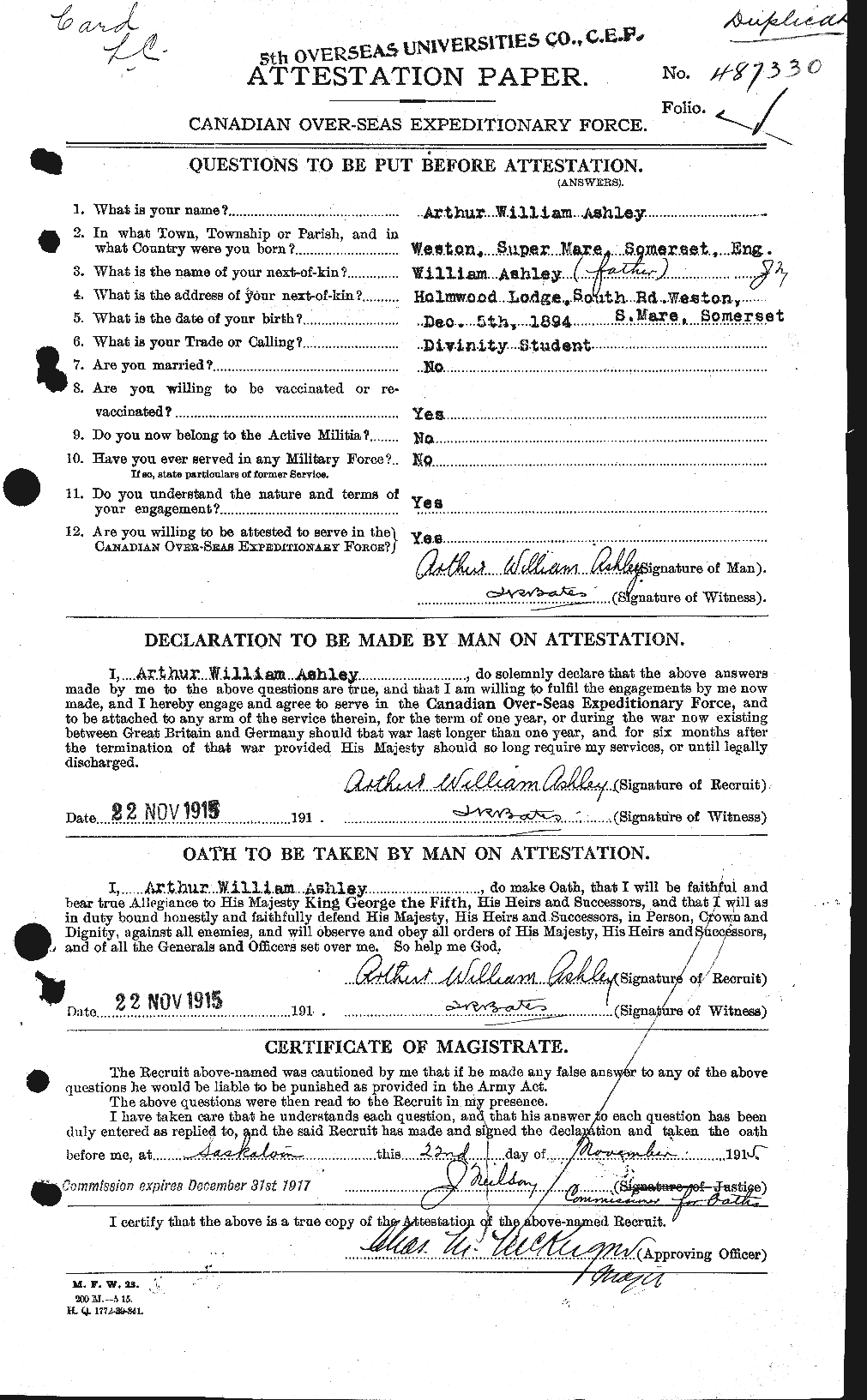 Personnel Records of the First World War - CEF 223221a