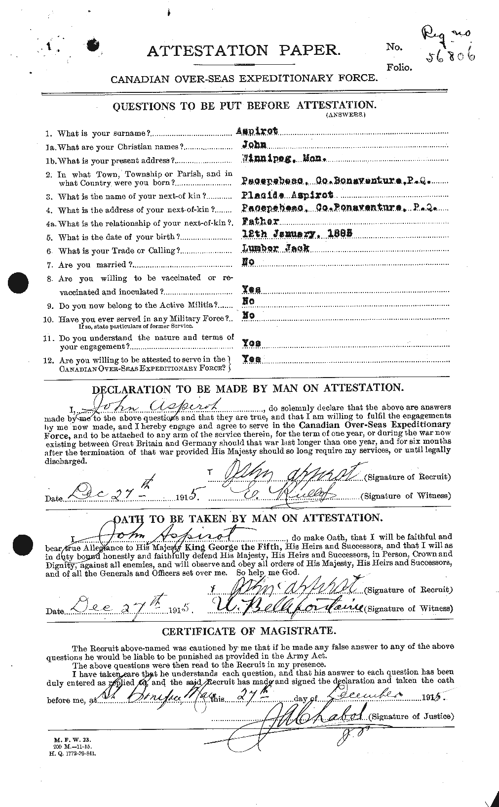 Personnel Records of the First World War - CEF 223551a
