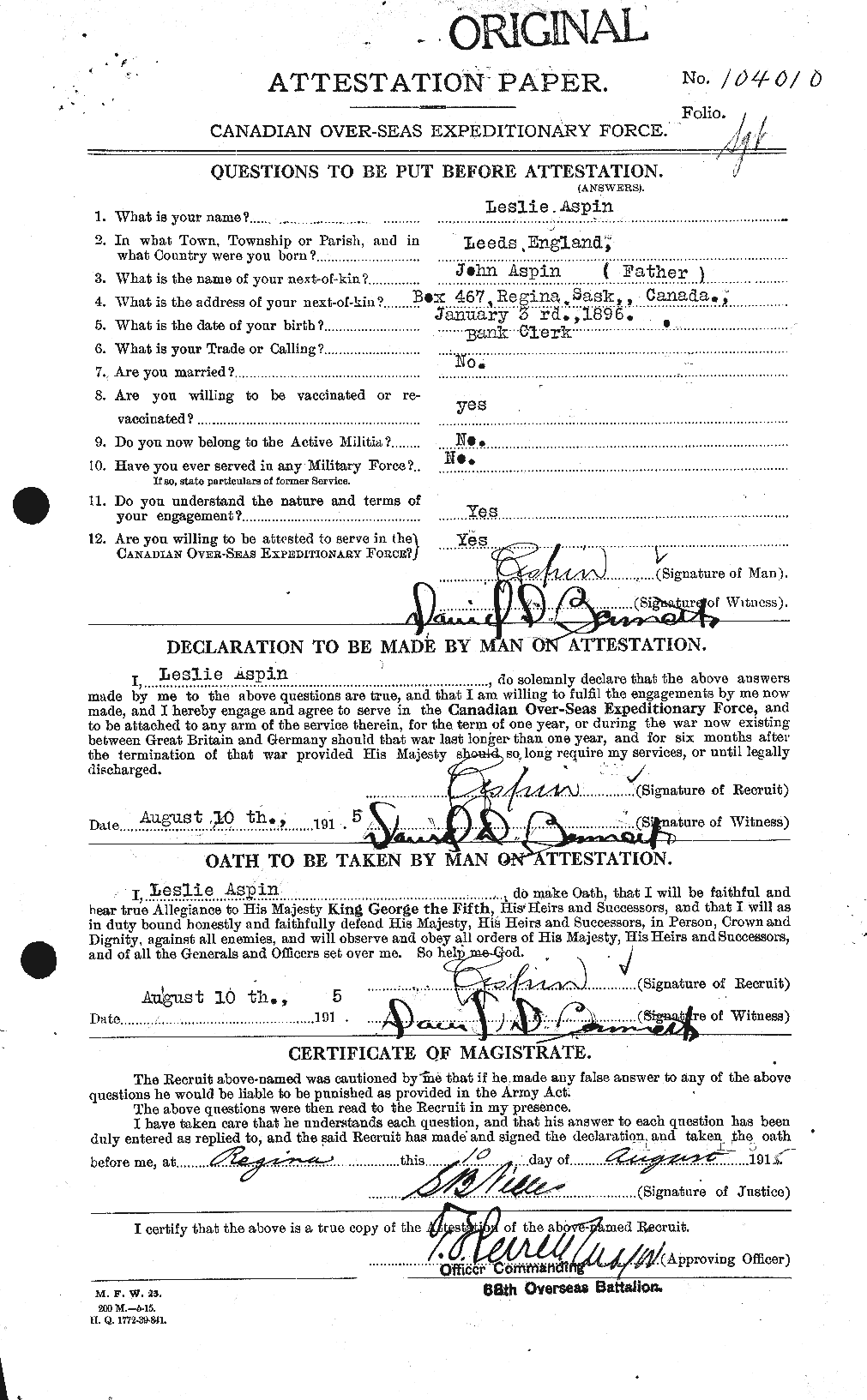 Personnel Records of the First World War - CEF 223584a