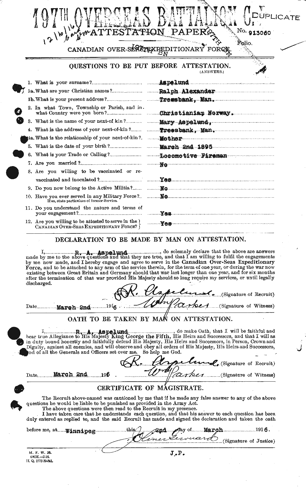 Personnel Records of the First World War - CEF 223594a