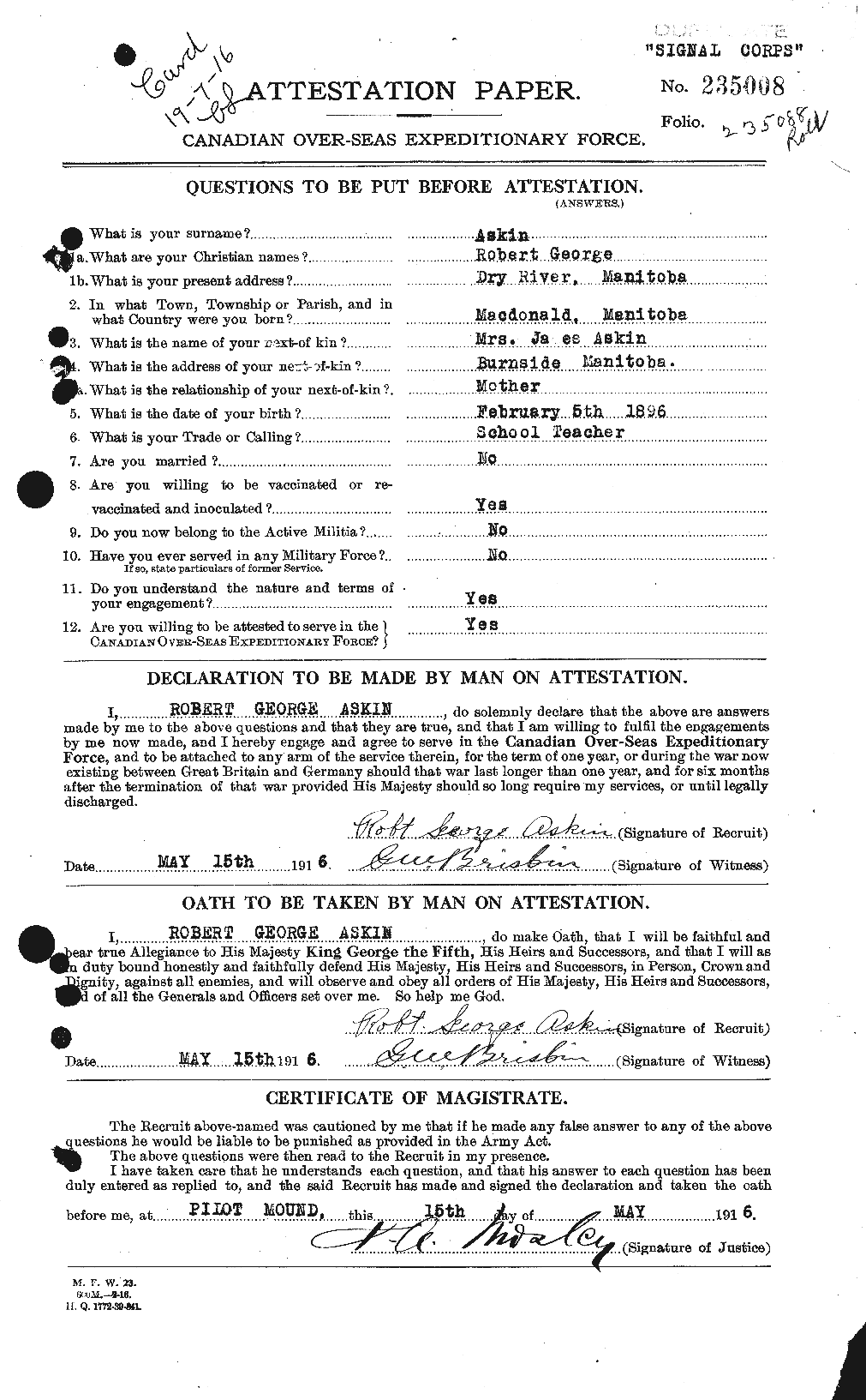 Personnel Records of the First World War - CEF 223646a