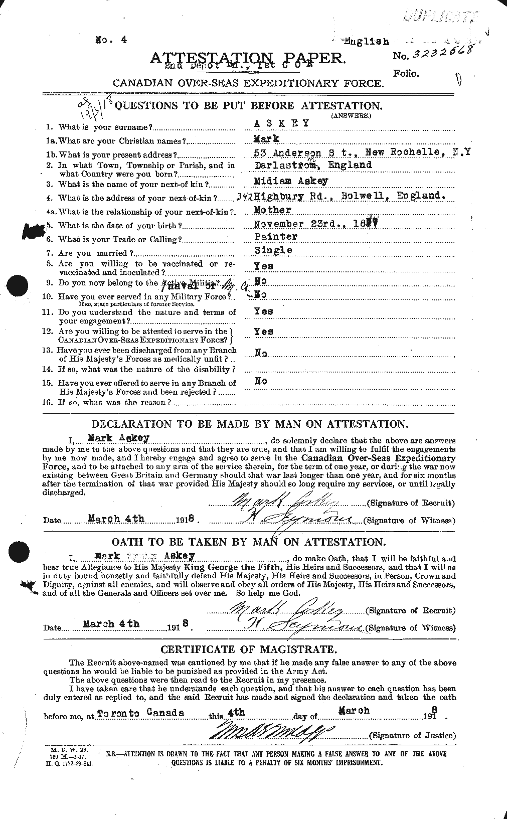 Personnel Records of the First World War - CEF 223658a