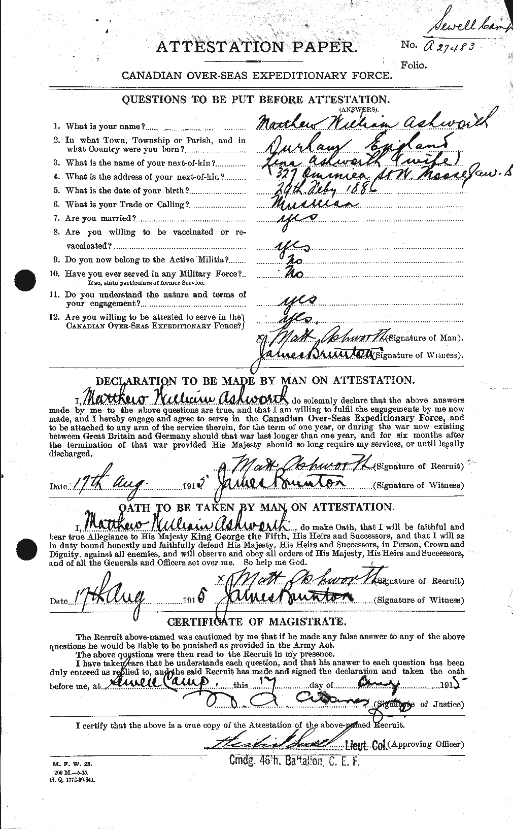 Personnel Records of the First World War - CEF 223712a