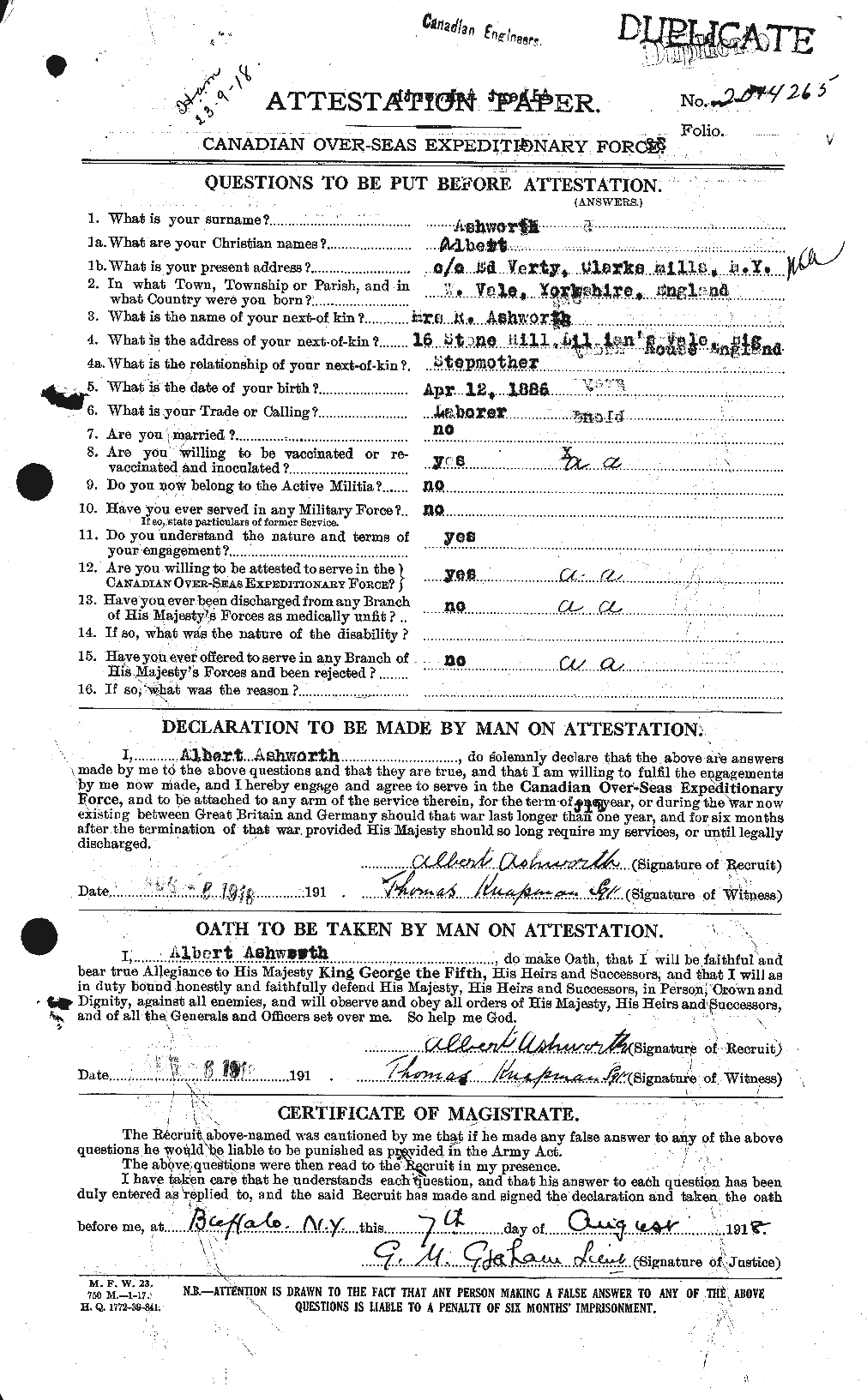 Personnel Records of the First World War - CEF 223748a