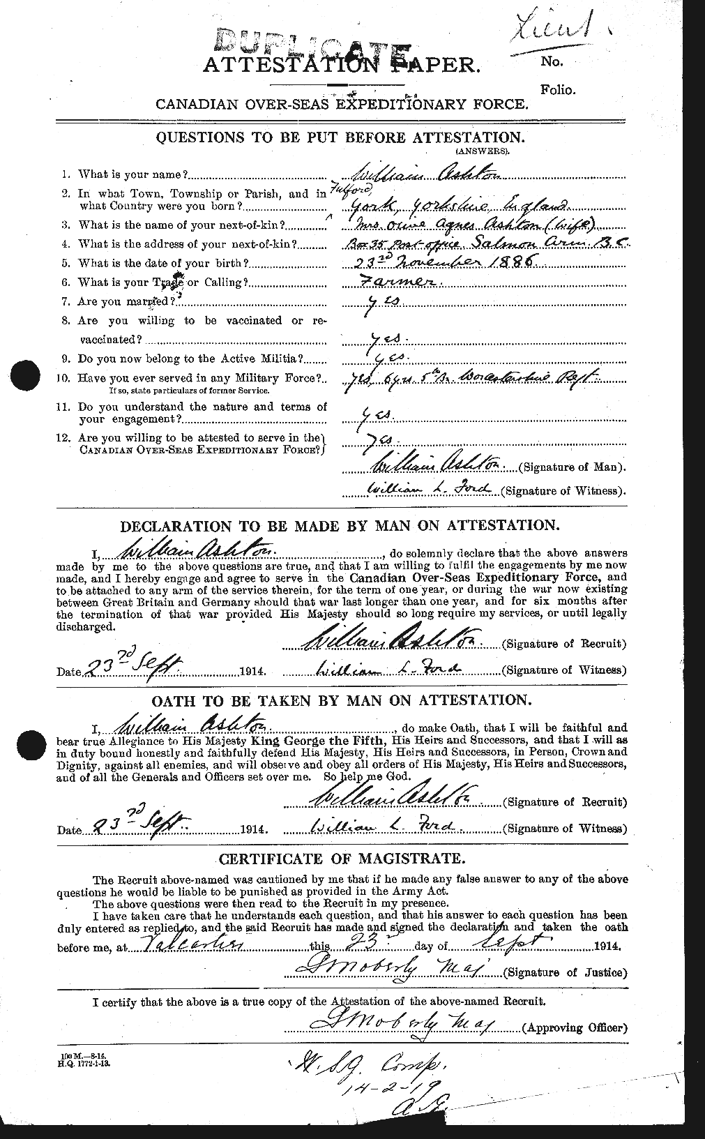 Personnel Records of the First World War - CEF 223787a