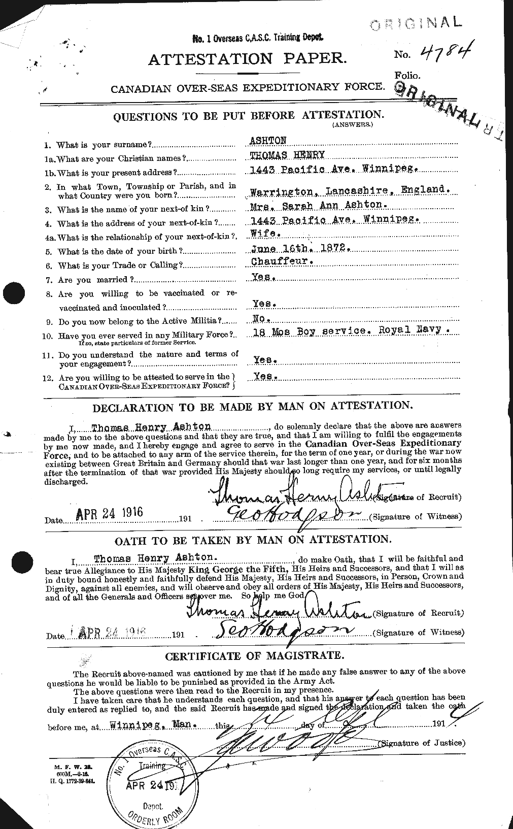 Personnel Records of the First World War - CEF 223800a