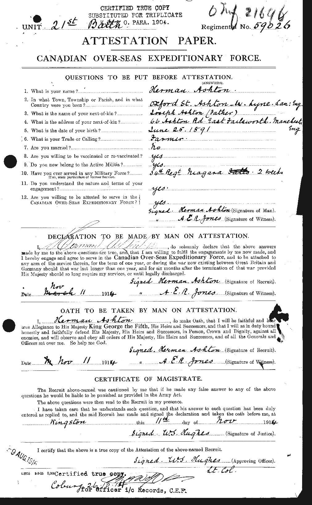 Personnel Records of the First World War - CEF 223845a
