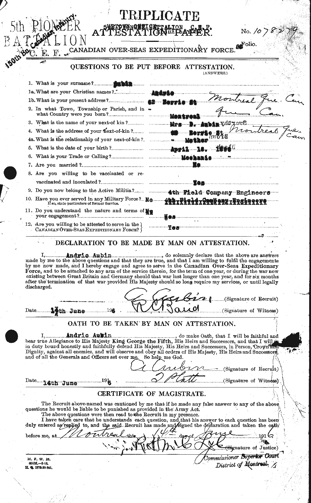 Personnel Records of the First World War - CEF 223885a