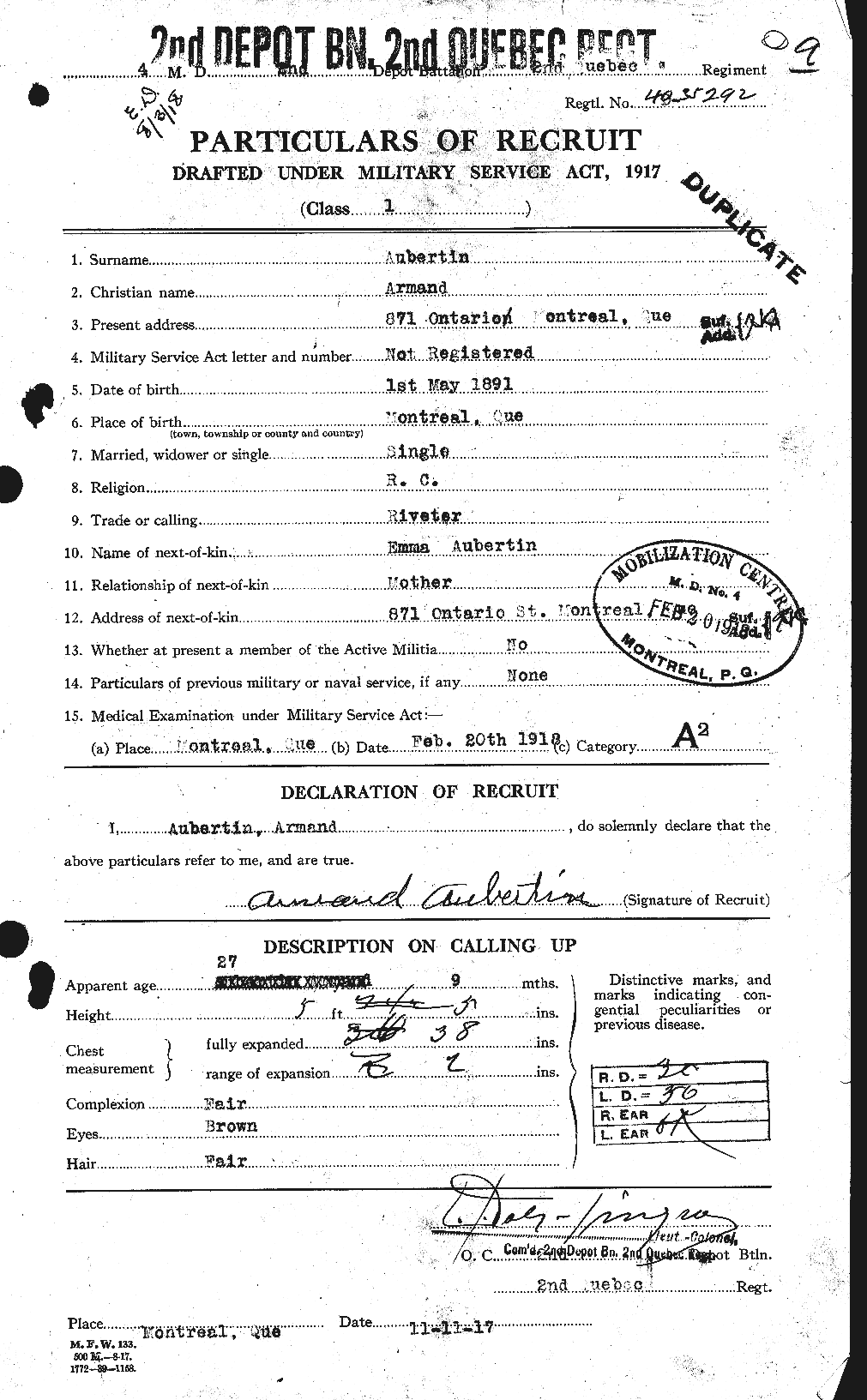 Personnel Records of the First World War - CEF 223907a