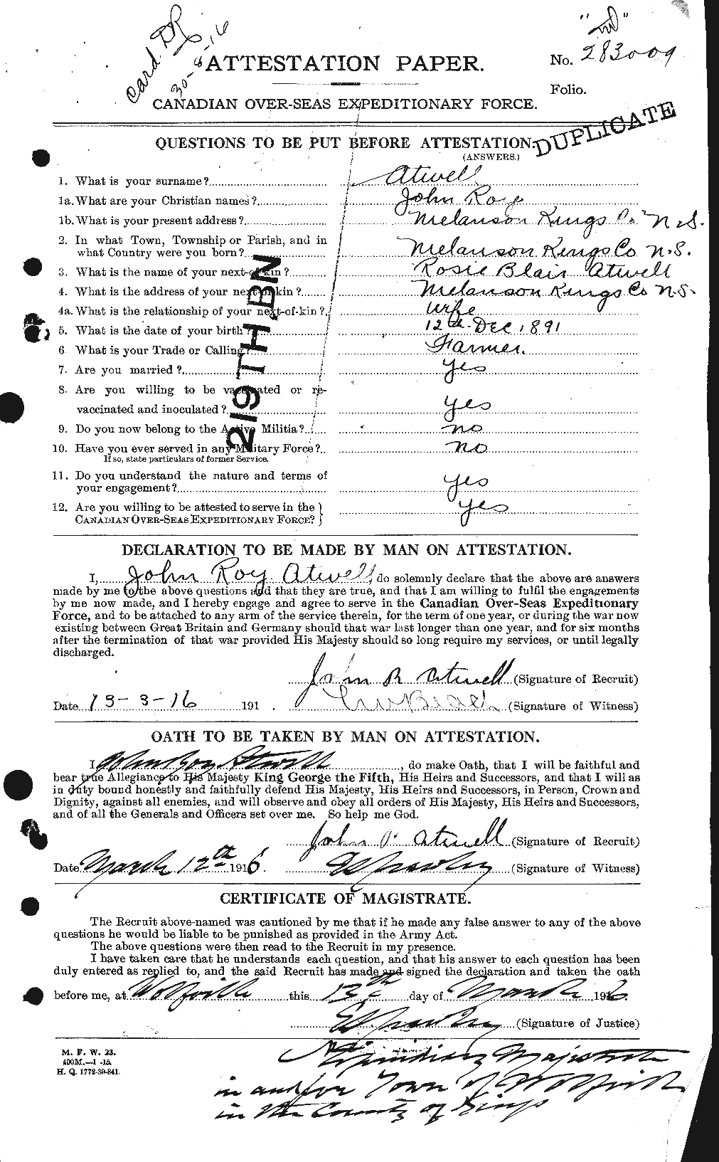 Personnel Records of the First World War - CEF 223971a