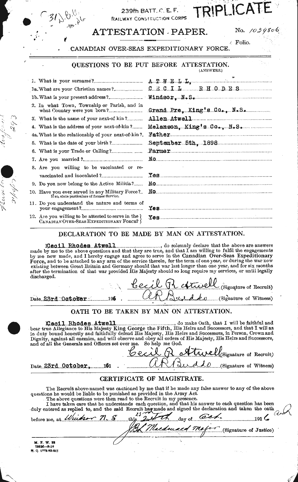 Personnel Records of the First World War - CEF 223983a