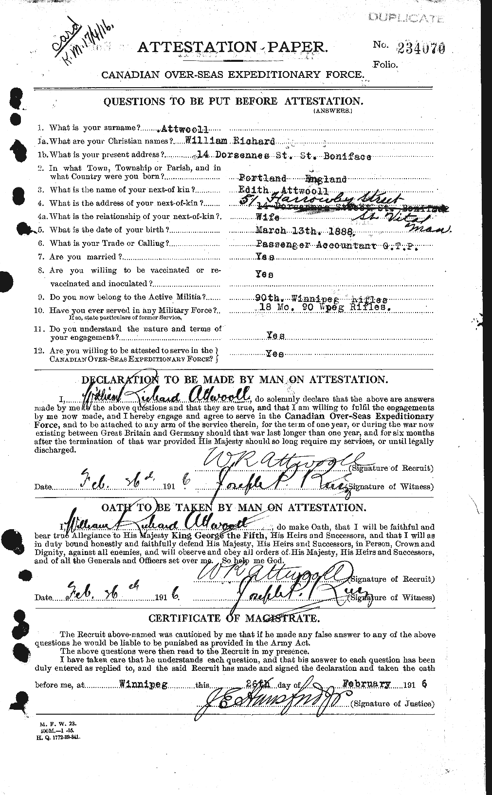 Personnel Records of the First World War - CEF 223990a