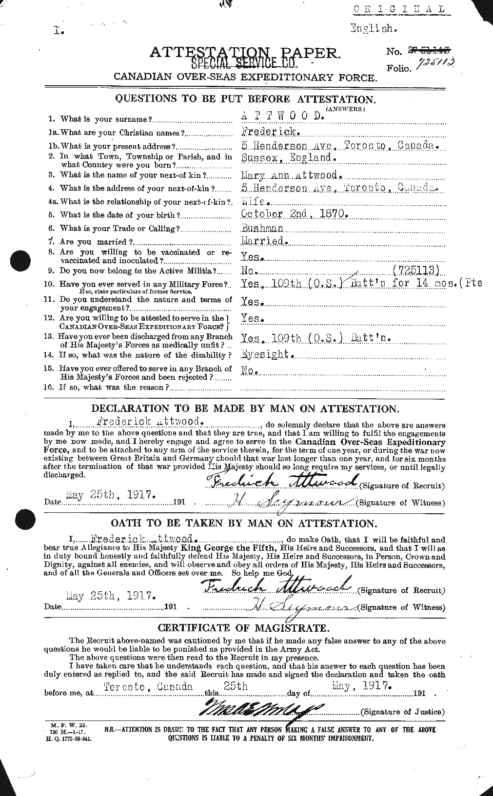 Personnel Records of the First World War - CEF 224019a