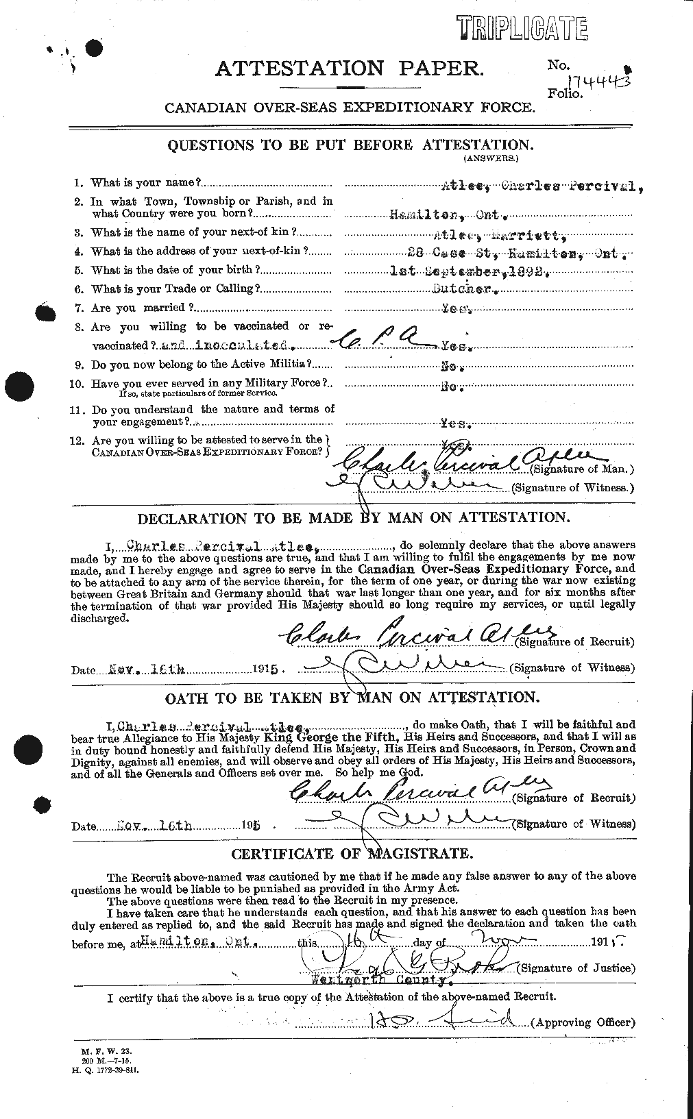 Personnel Records of the First World War - CEF 224157a