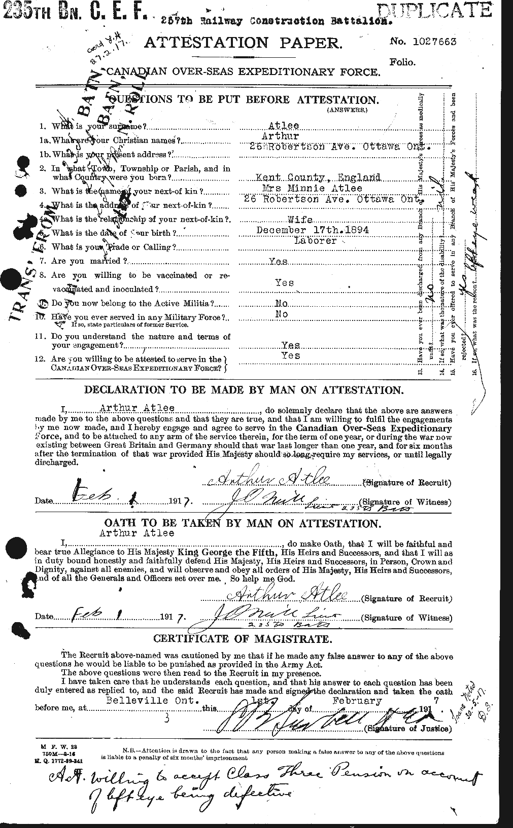 Personnel Records of the First World War - CEF 224159a