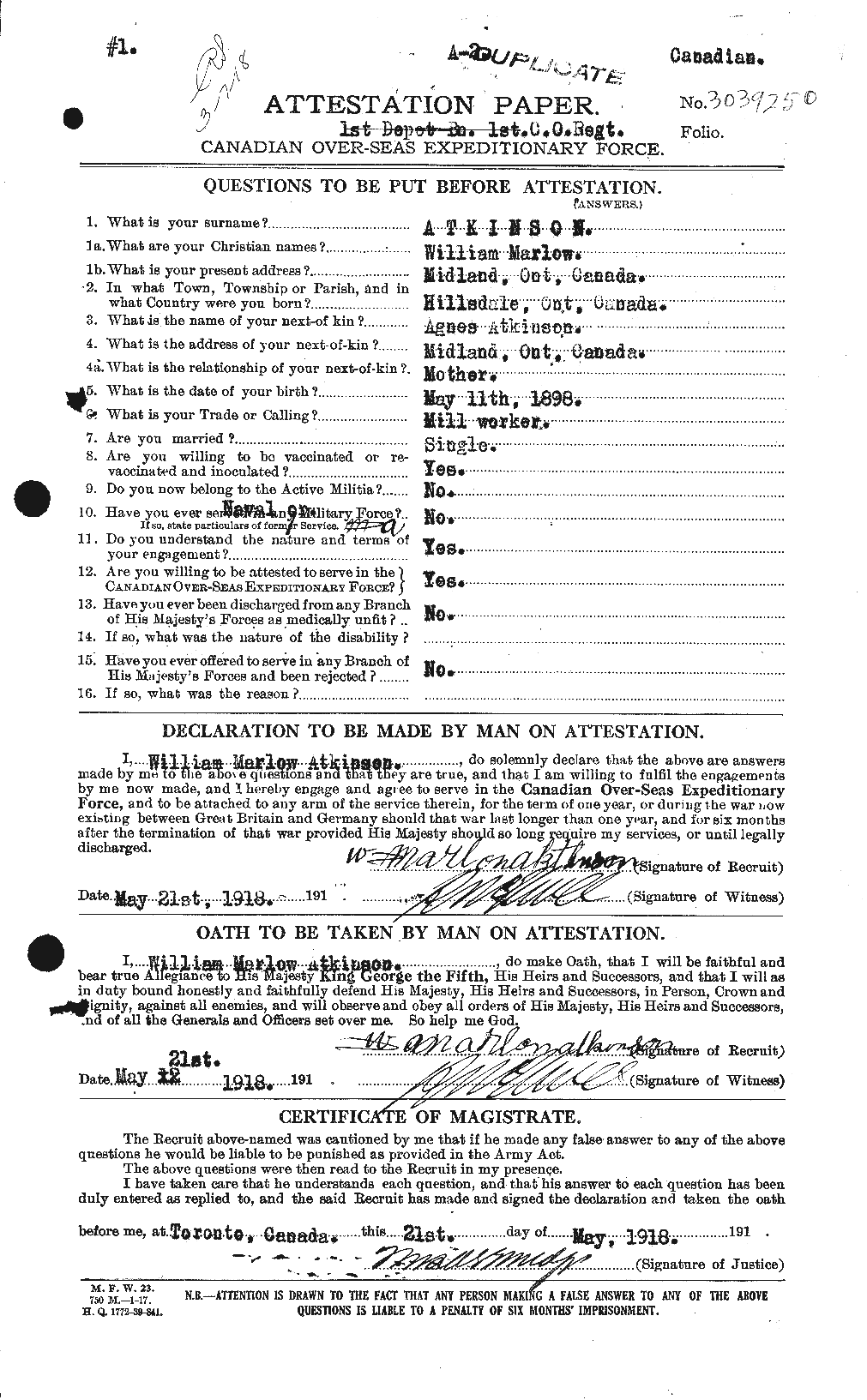 Personnel Records of the First World War - CEF 224172a