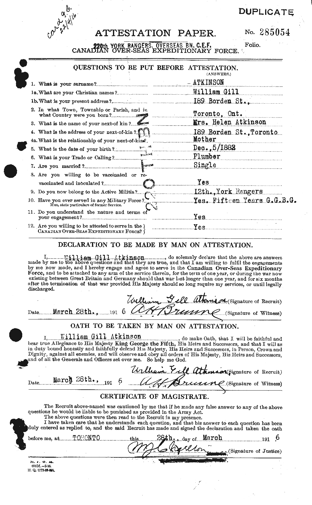 Personnel Records of the First World War - CEF 224186a