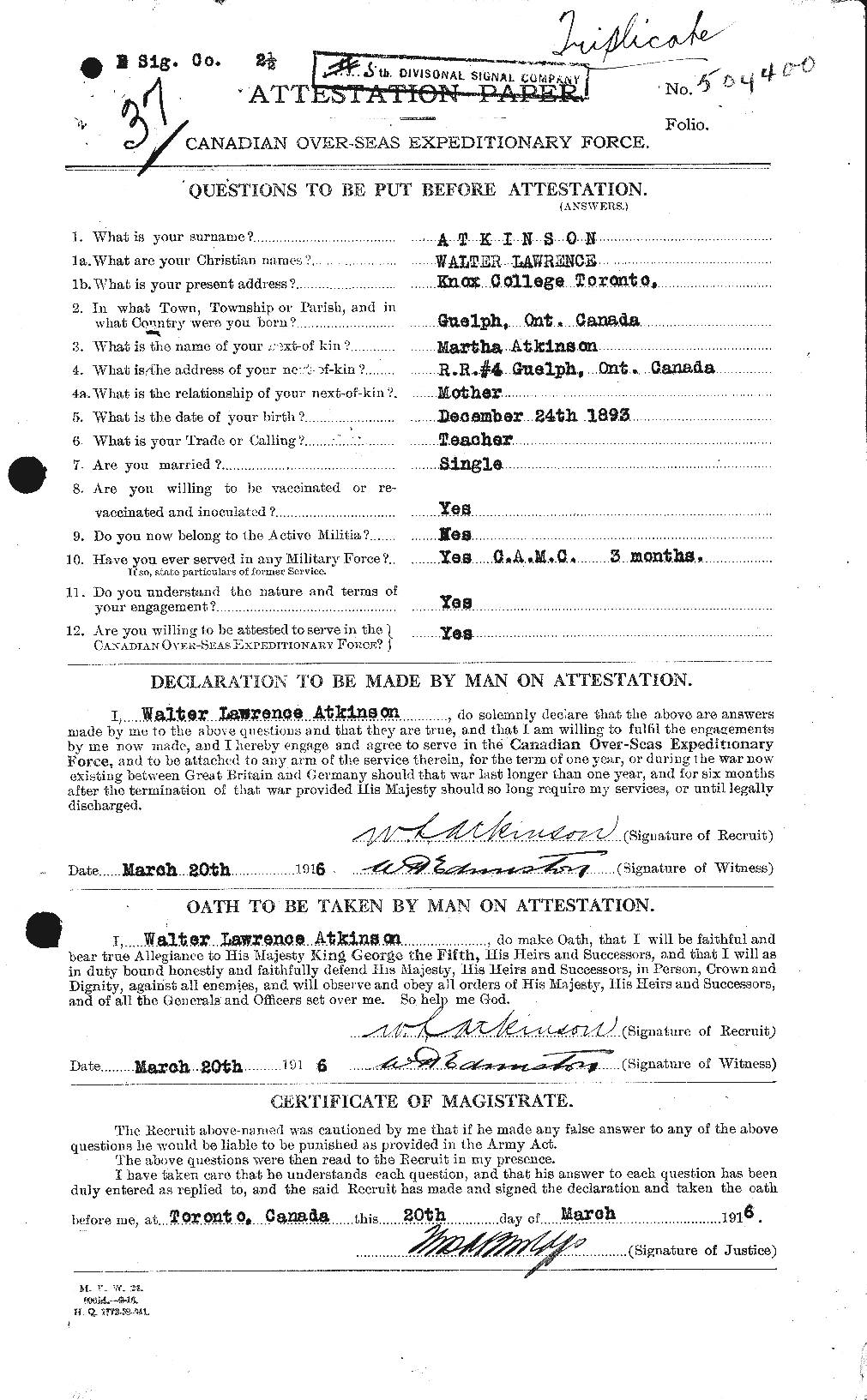 Personnel Records of the First World War - CEF 224229a