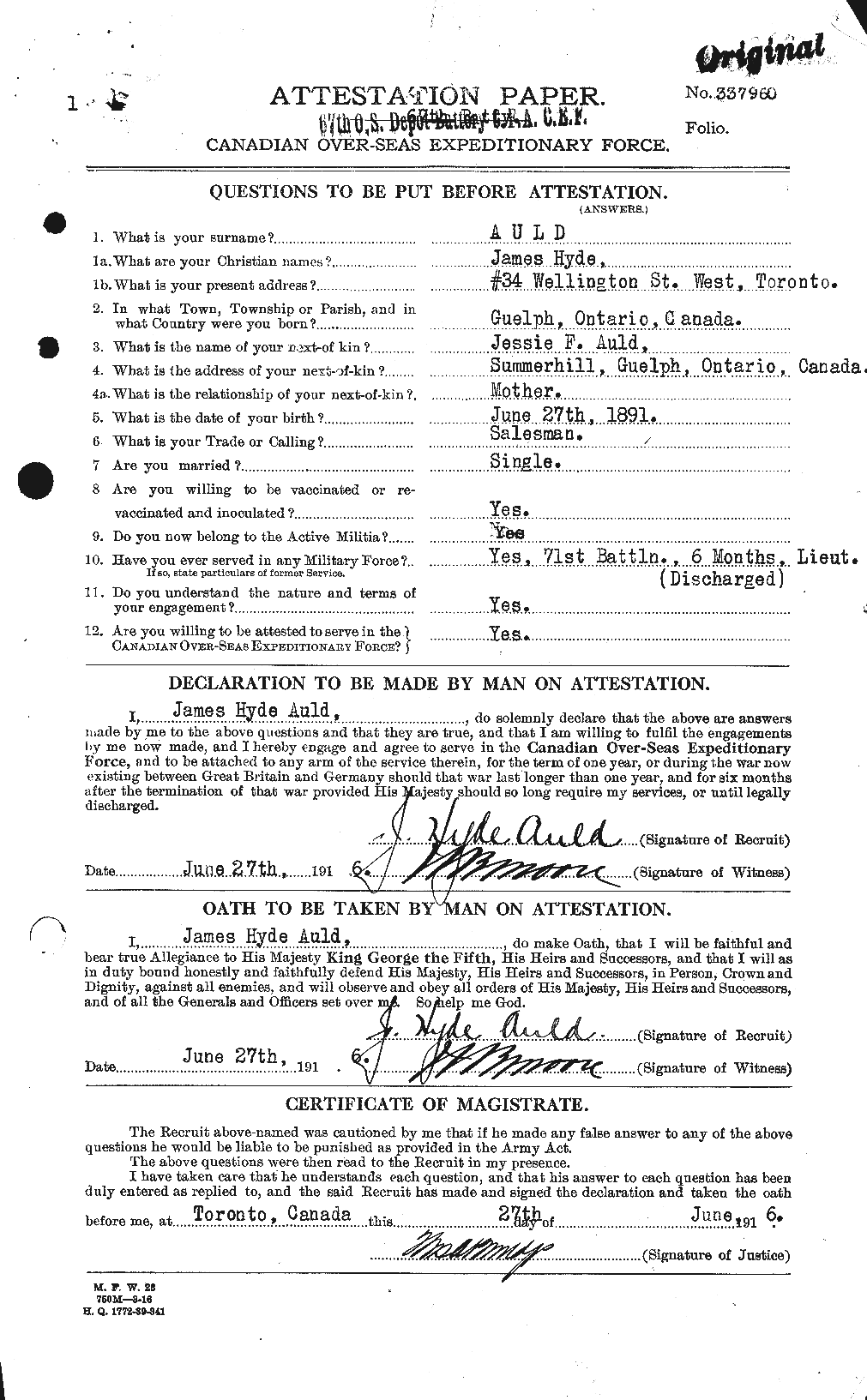 Personnel Records of the First World War - CEF 224267a
