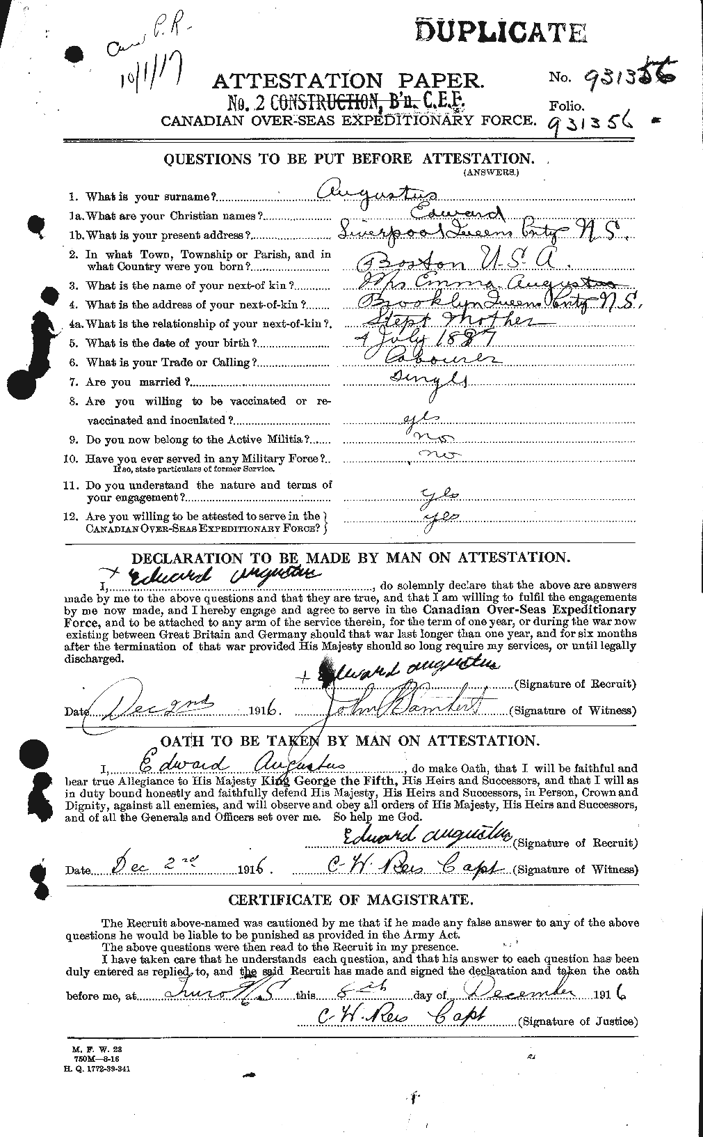 Personnel Records of the First World War - CEF 224295a