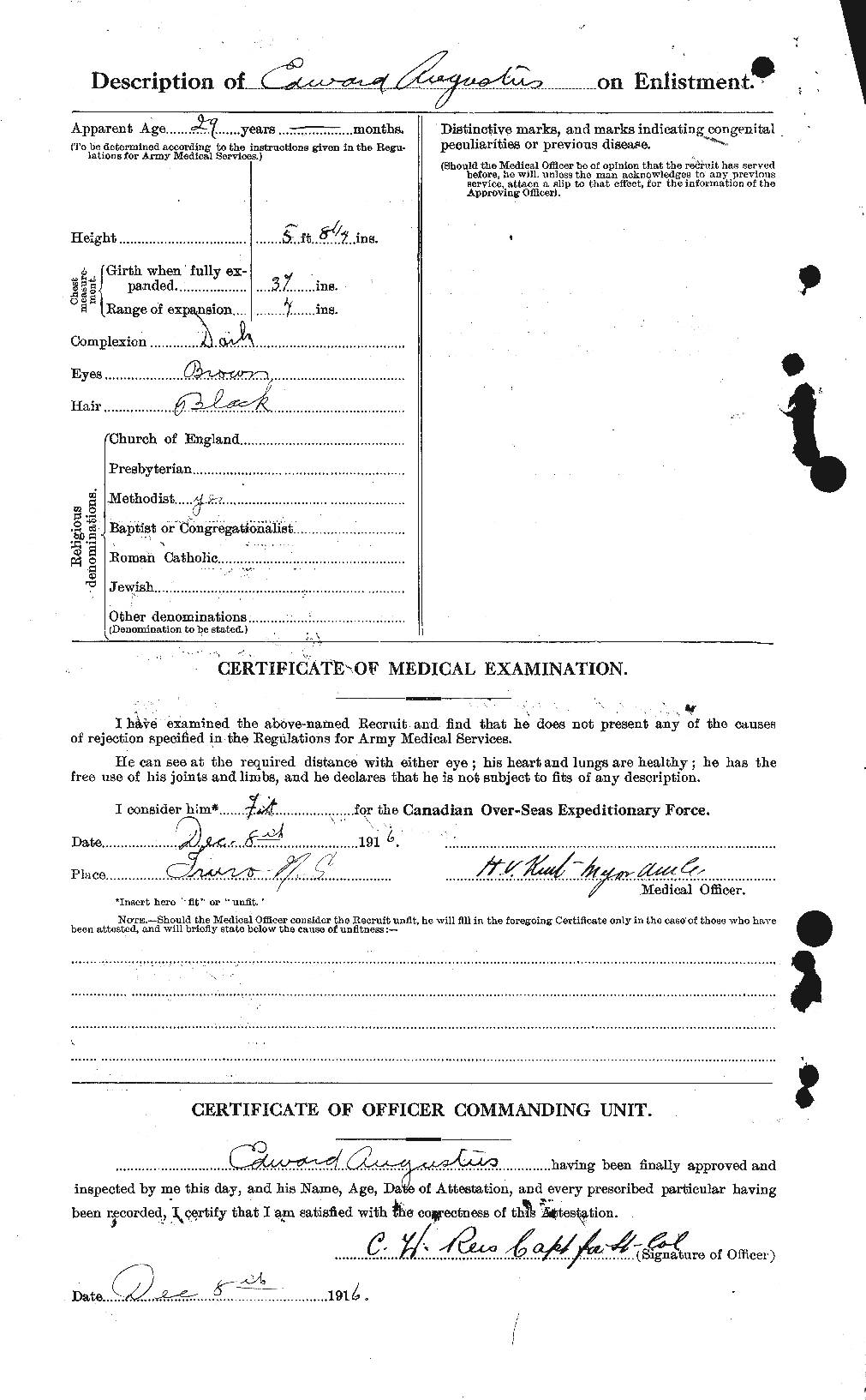 Dossiers du Personnel de la Première Guerre mondiale - CEC 224295b