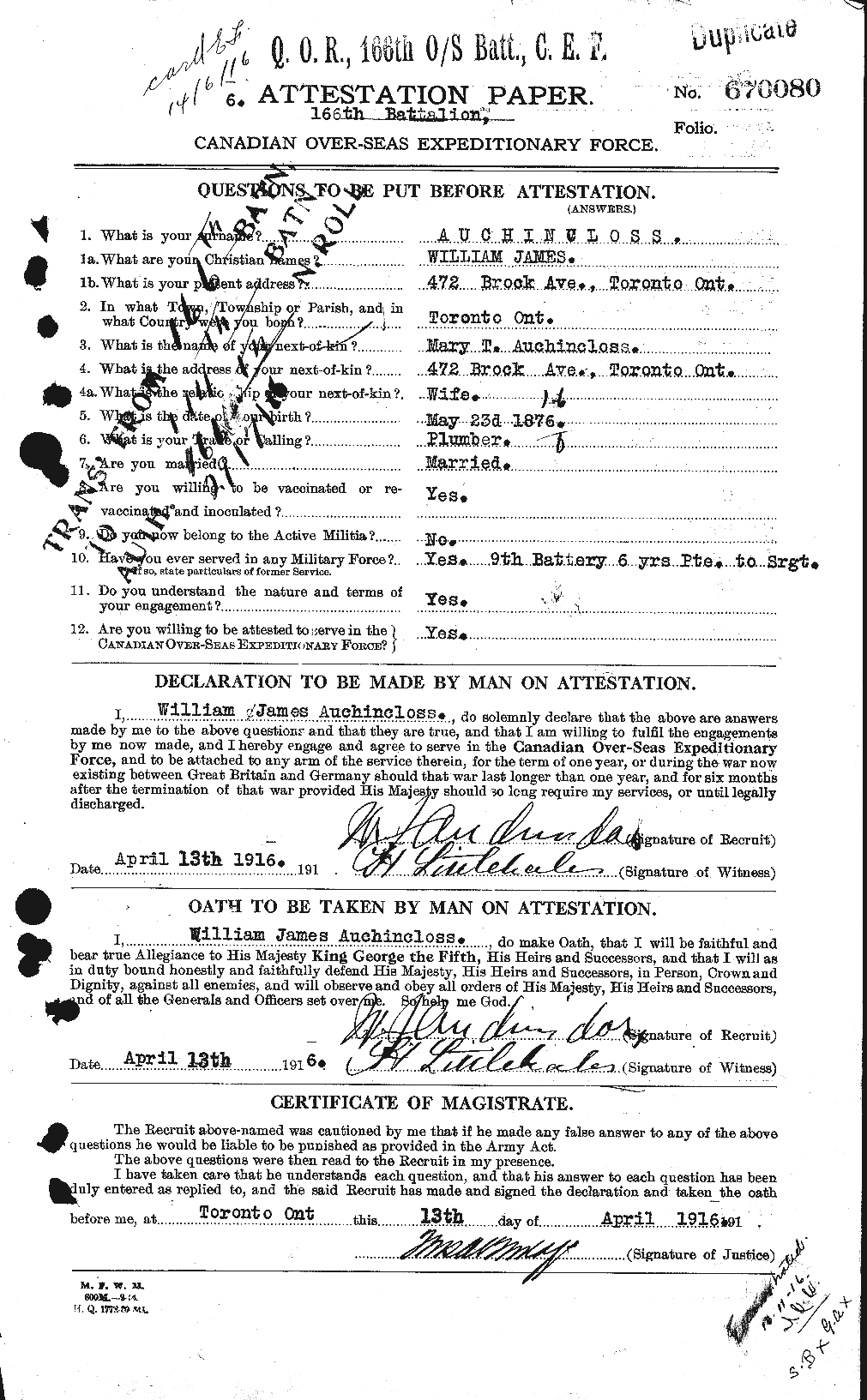 Personnel Records of the First World War - CEF 224610a