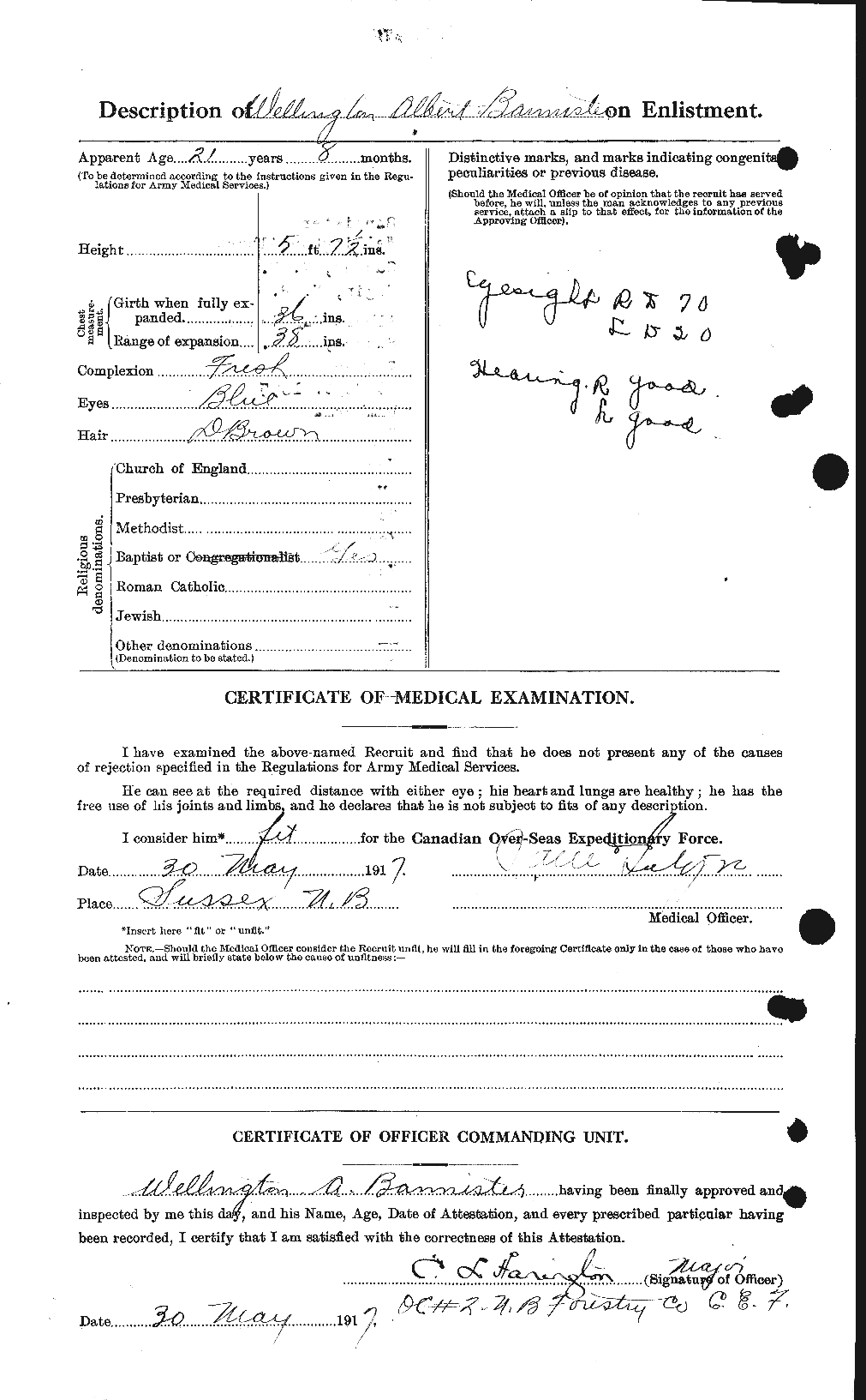 Dossiers du Personnel de la Première Guerre mondiale - CEC 224756b