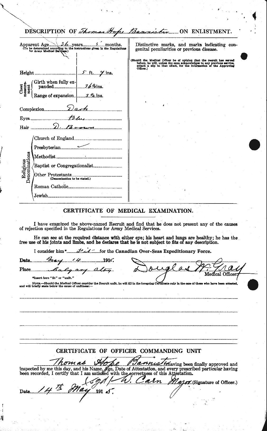 Dossiers du Personnel de la Première Guerre mondiale - CEC 224761b