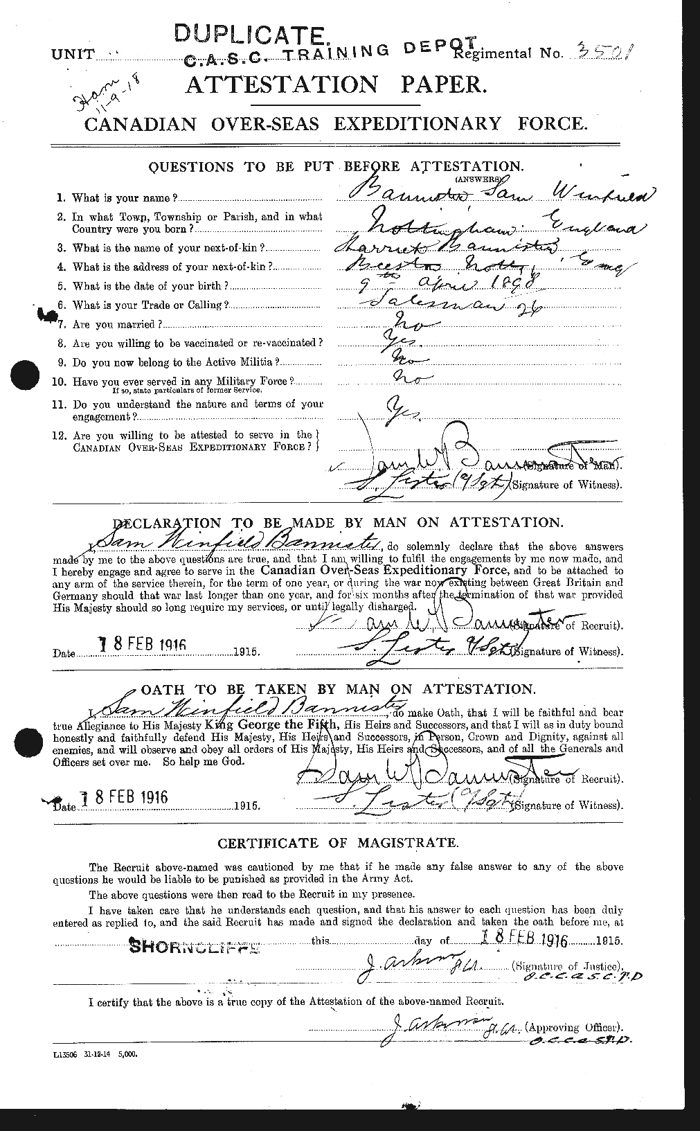Personnel Records of the First World War - CEF 224764a