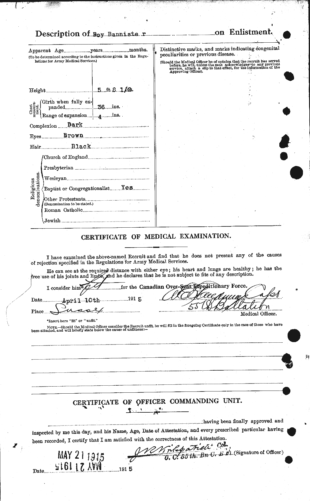 Dossiers du Personnel de la Première Guerre mondiale - CEC 224767b
