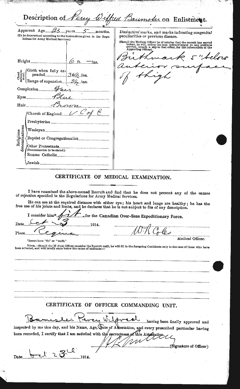 Dossiers du Personnel de la Première Guerre mondiale - CEC 224774b