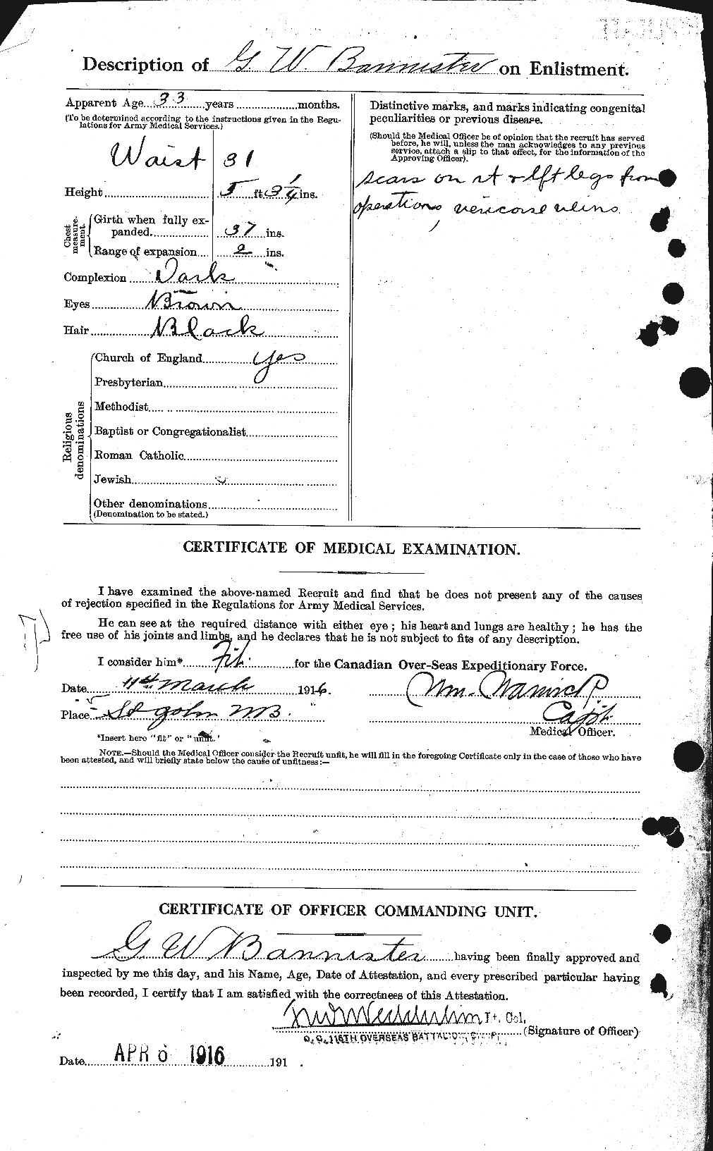 Dossiers du Personnel de la Première Guerre mondiale - CEC 224797b