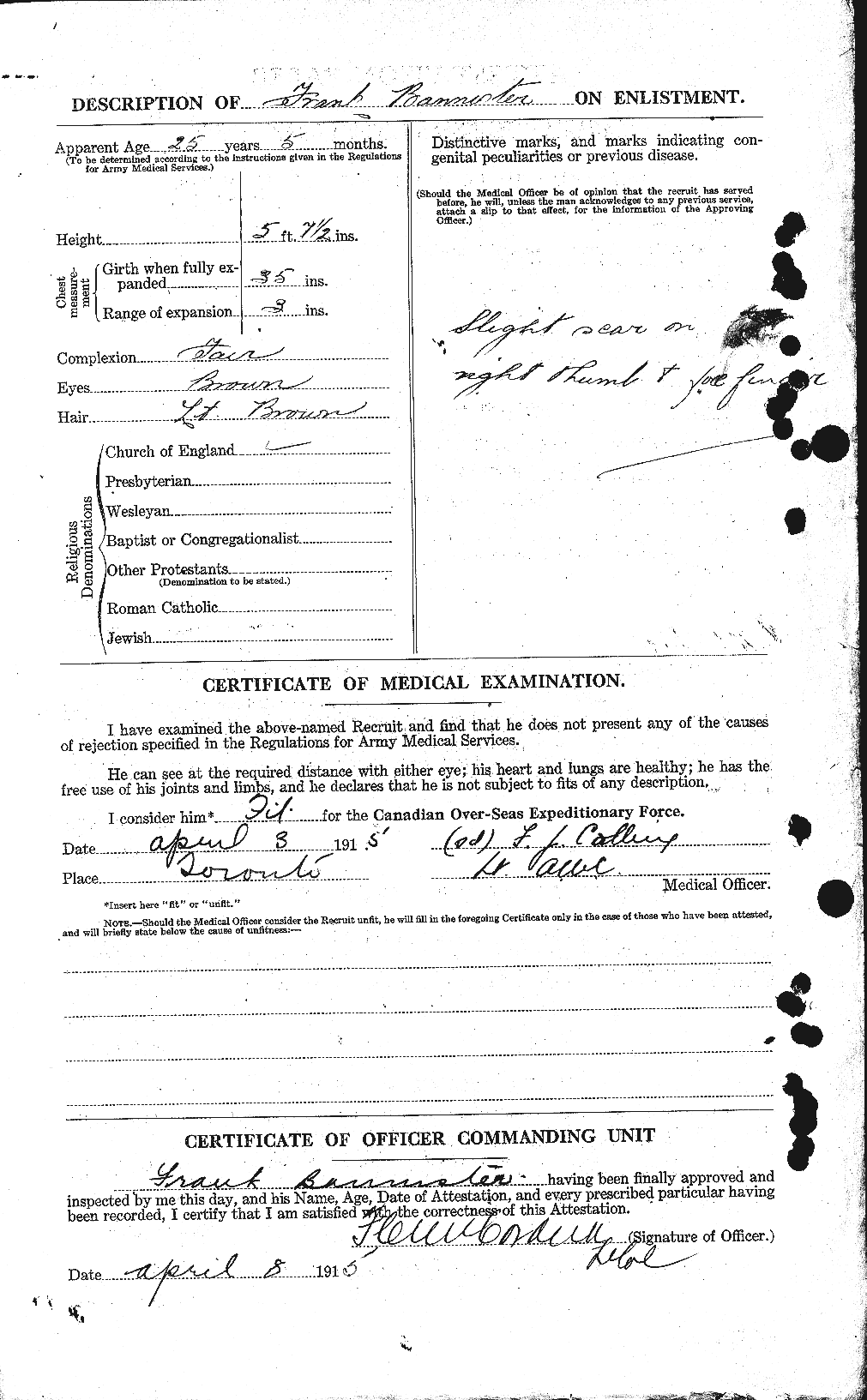 Dossiers du Personnel de la Première Guerre mondiale - CEC 224803b