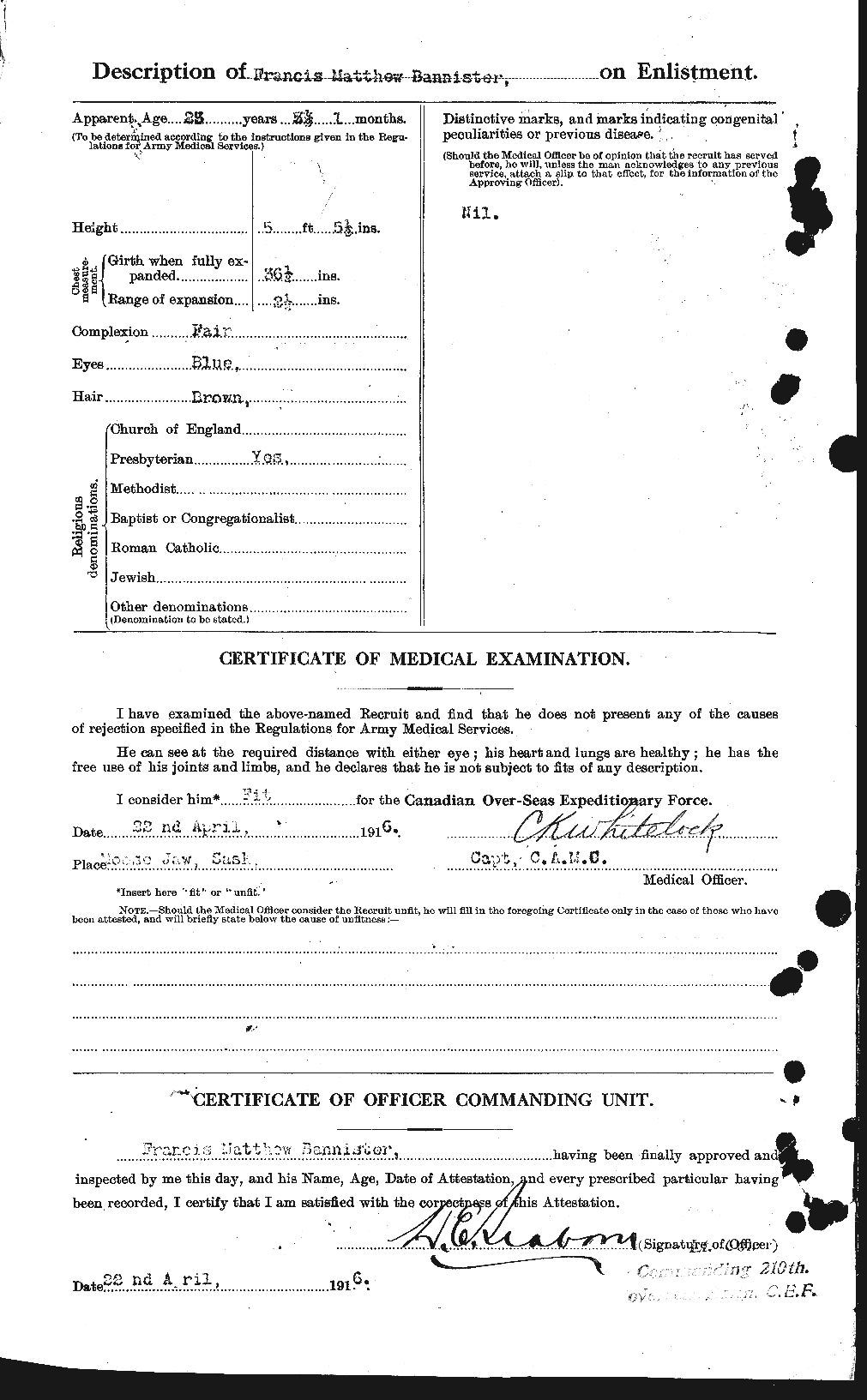Dossiers du Personnel de la Première Guerre mondiale - CEC 224804b