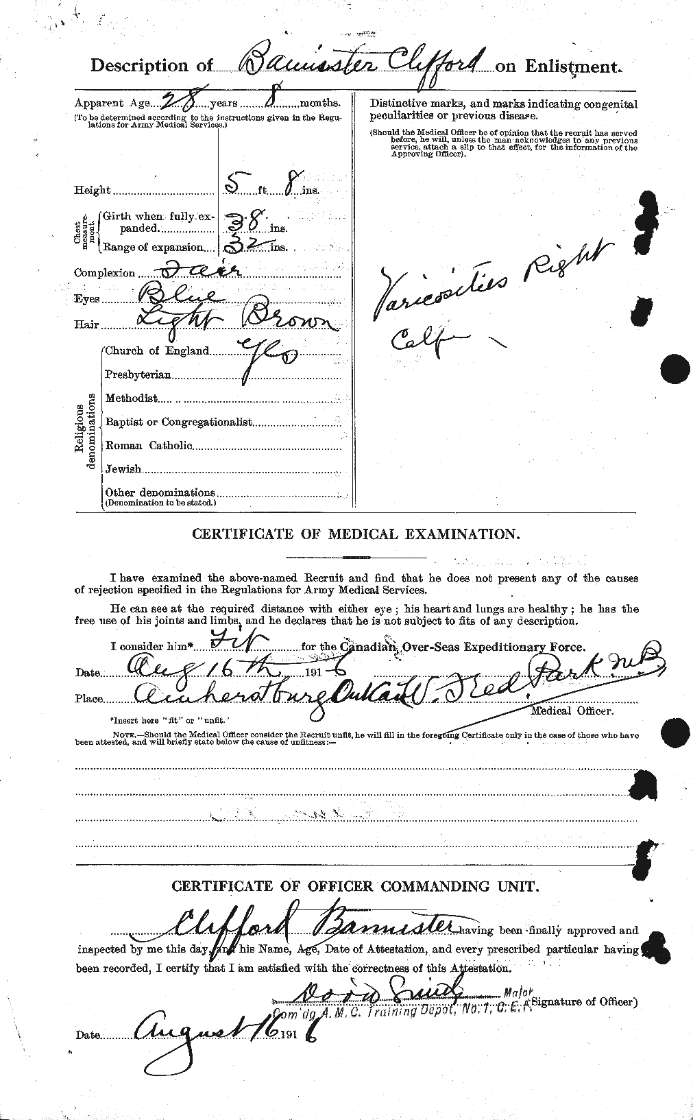 Dossiers du Personnel de la Première Guerre mondiale - CEC 224807b
