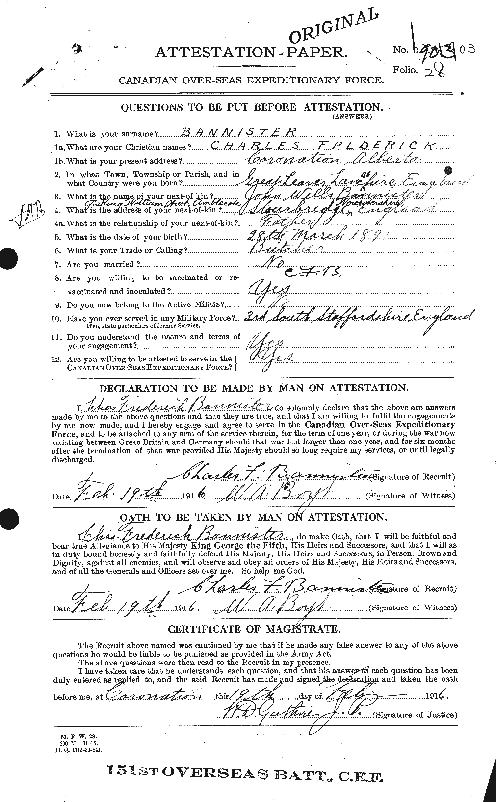 Personnel Records of the First World War - CEF 224809a