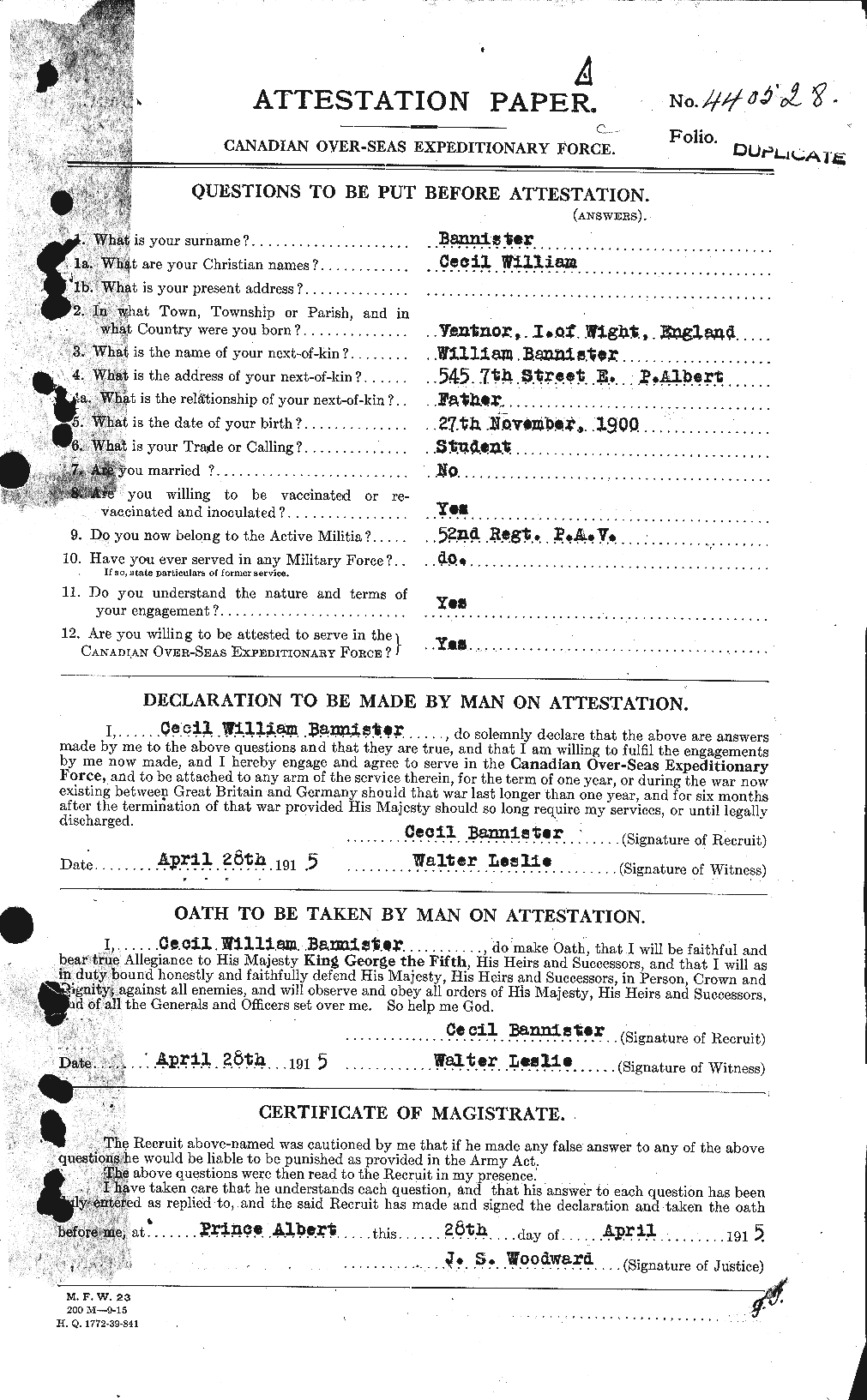 Personnel Records of the First World War - CEF 224810a