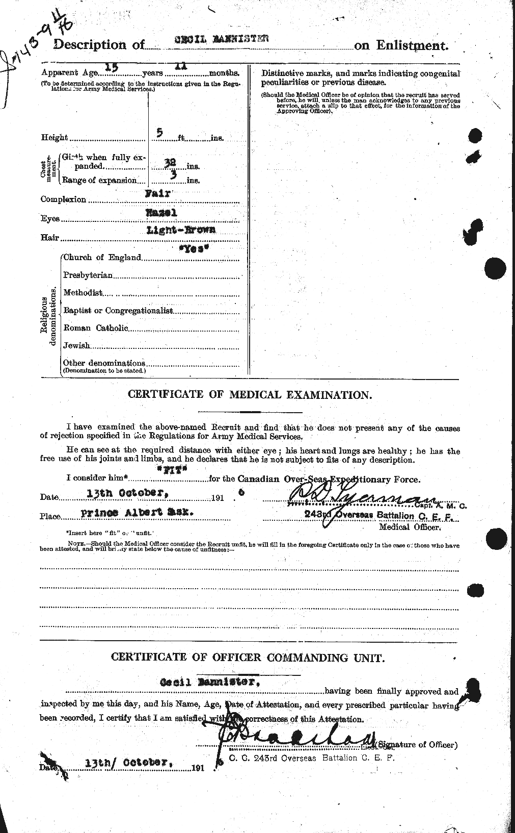 Personnel Records of the First World War - CEF 224811b