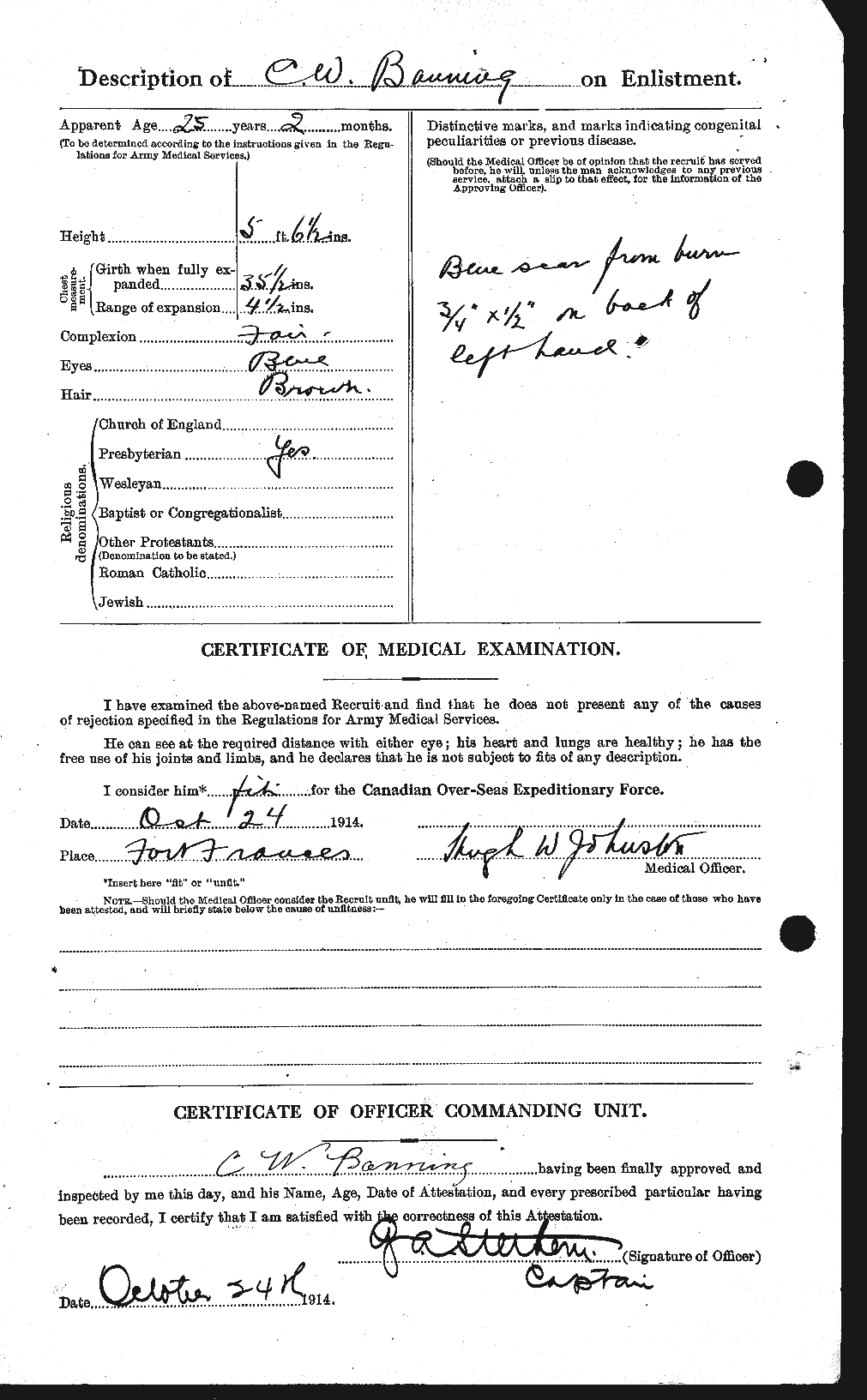 Dossiers du Personnel de la Première Guerre mondiale - CEC 224832b