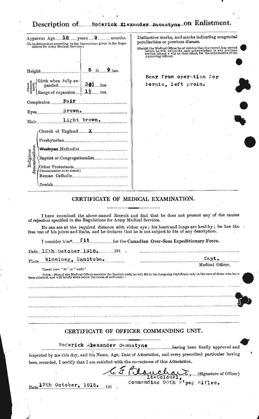 Dossiers du Personnel de la Première Guerre mondiale - CEC 224893b