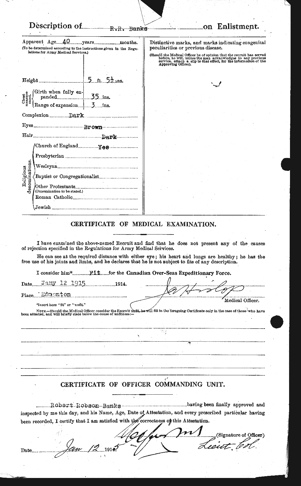 Dossiers du Personnel de la Première Guerre mondiale - CEC 224955b