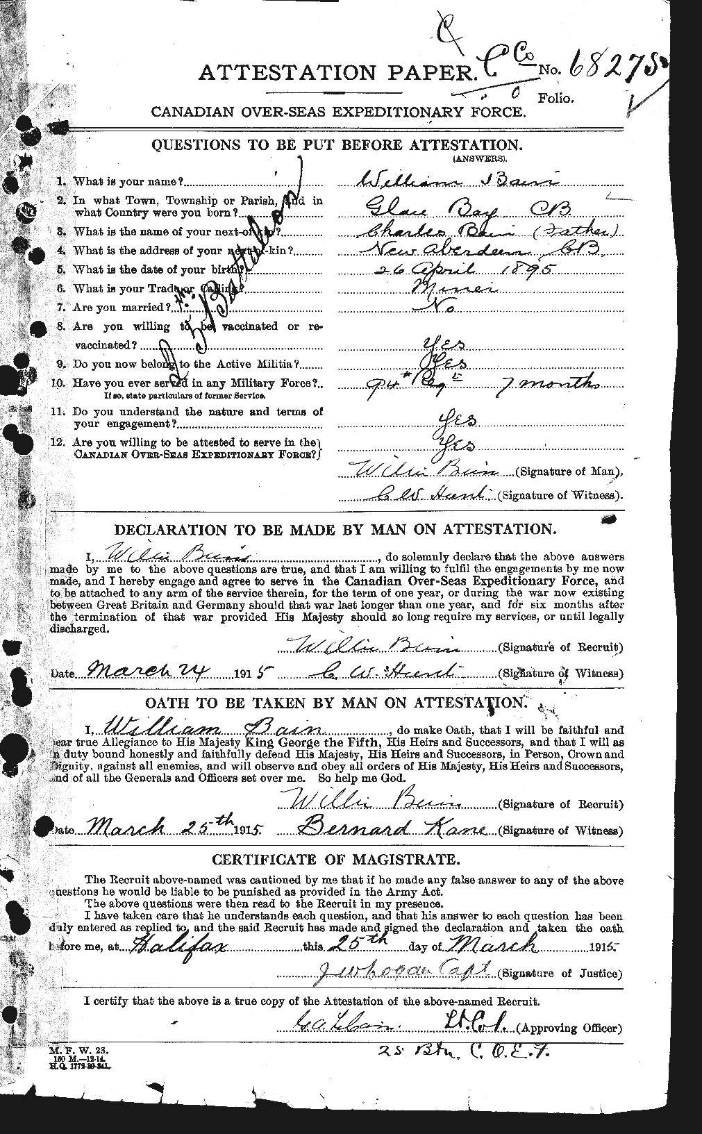 Personnel Records of the First World War - CEF 225077a