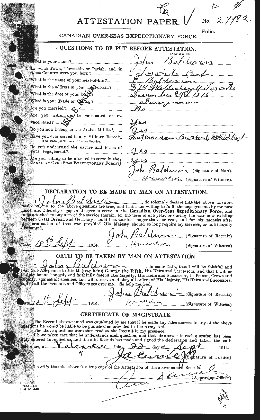 Personnel Records of the First World War - CEF 225218a