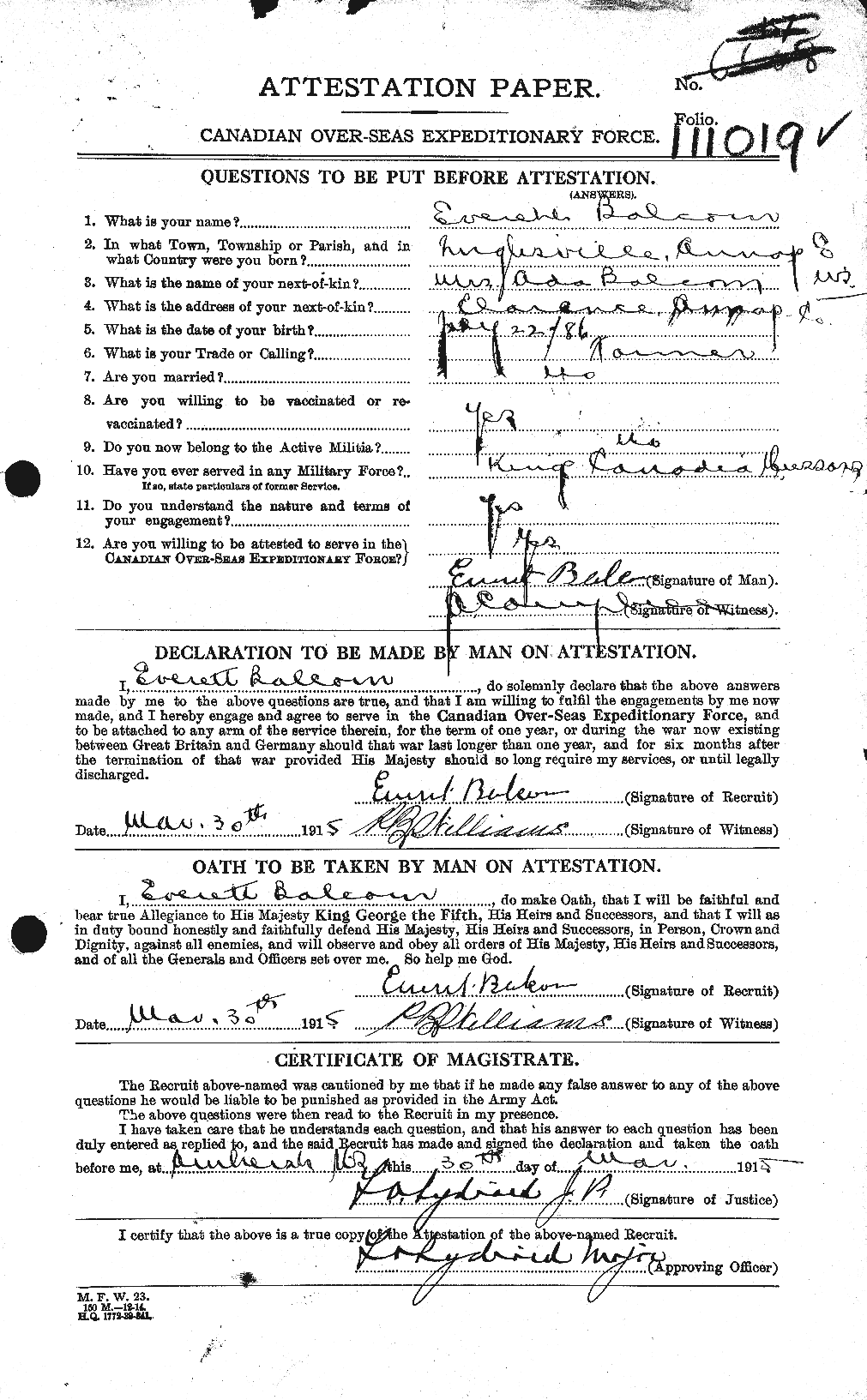 Personnel Records of the First World War - CEF 225442a