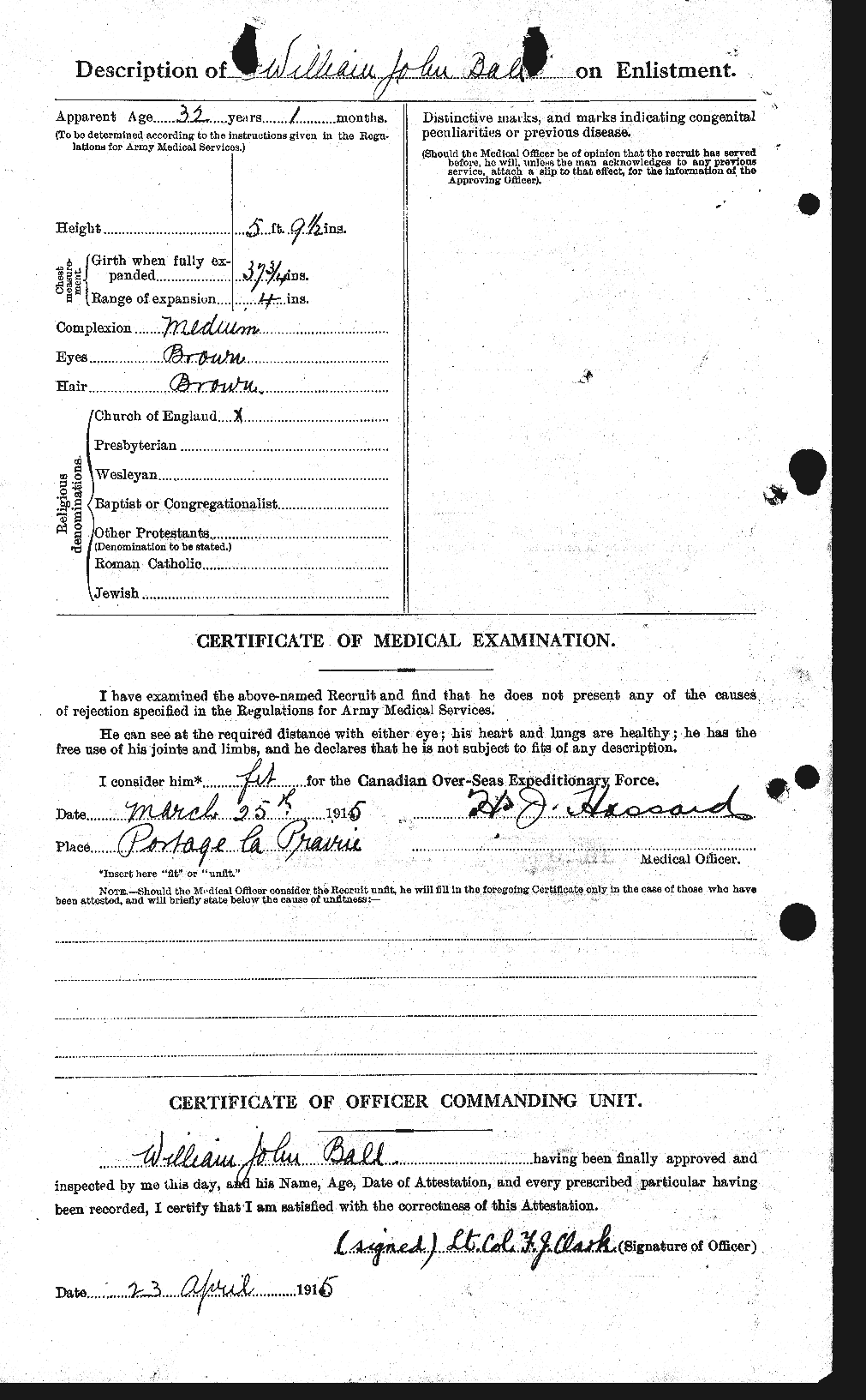 Dossiers du Personnel de la Première Guerre mondiale - CEC 225544b