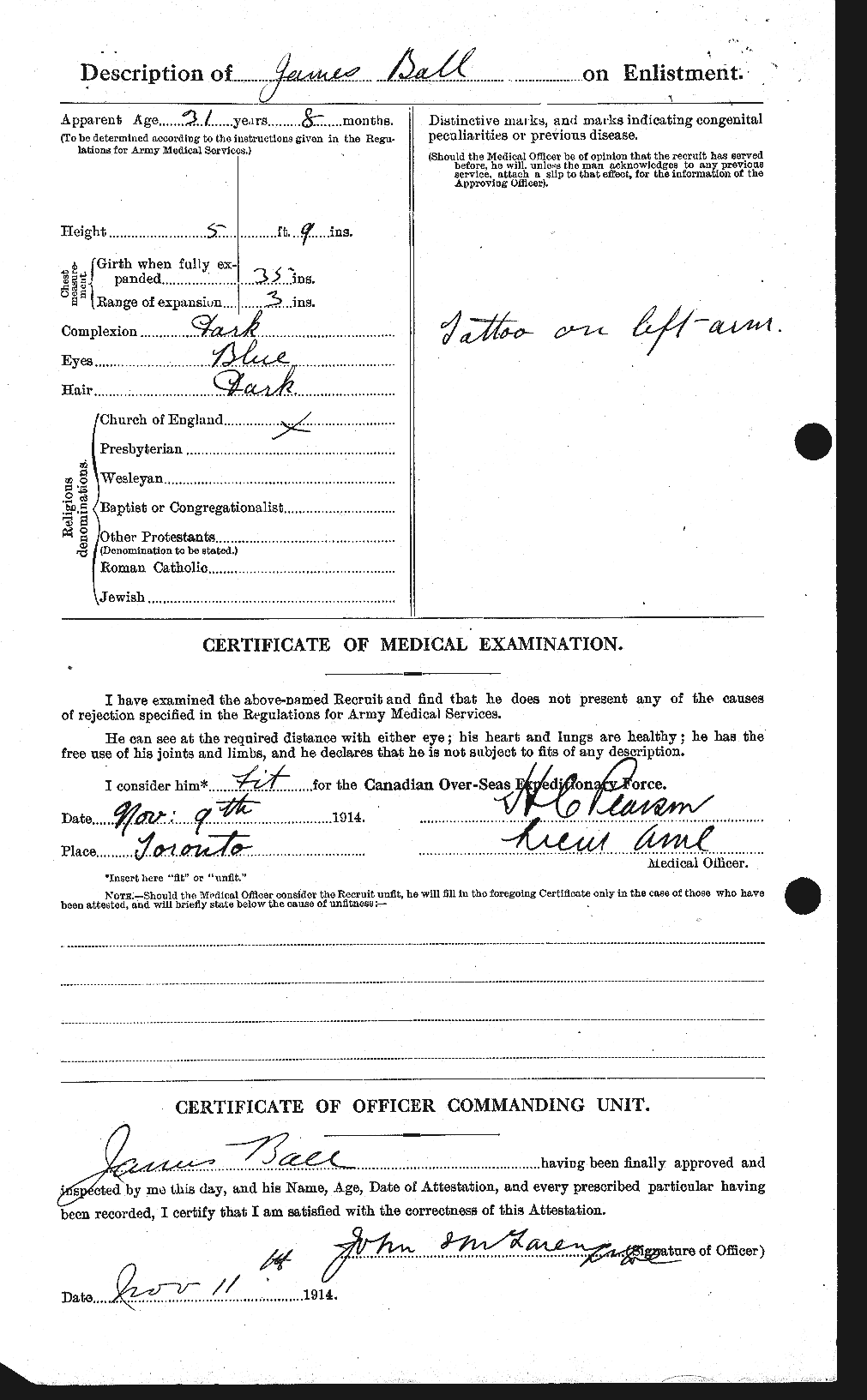 Dossiers du Personnel de la Première Guerre mondiale - CEC 225701b