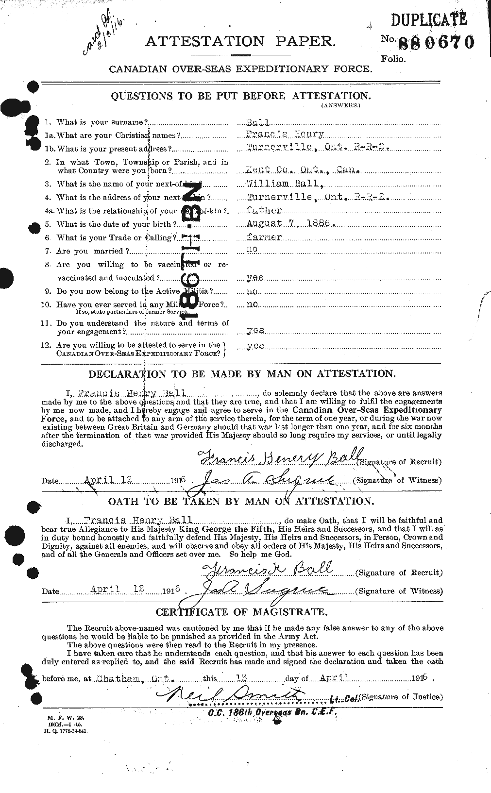 Personnel Records of the First World War - CEF 225807a