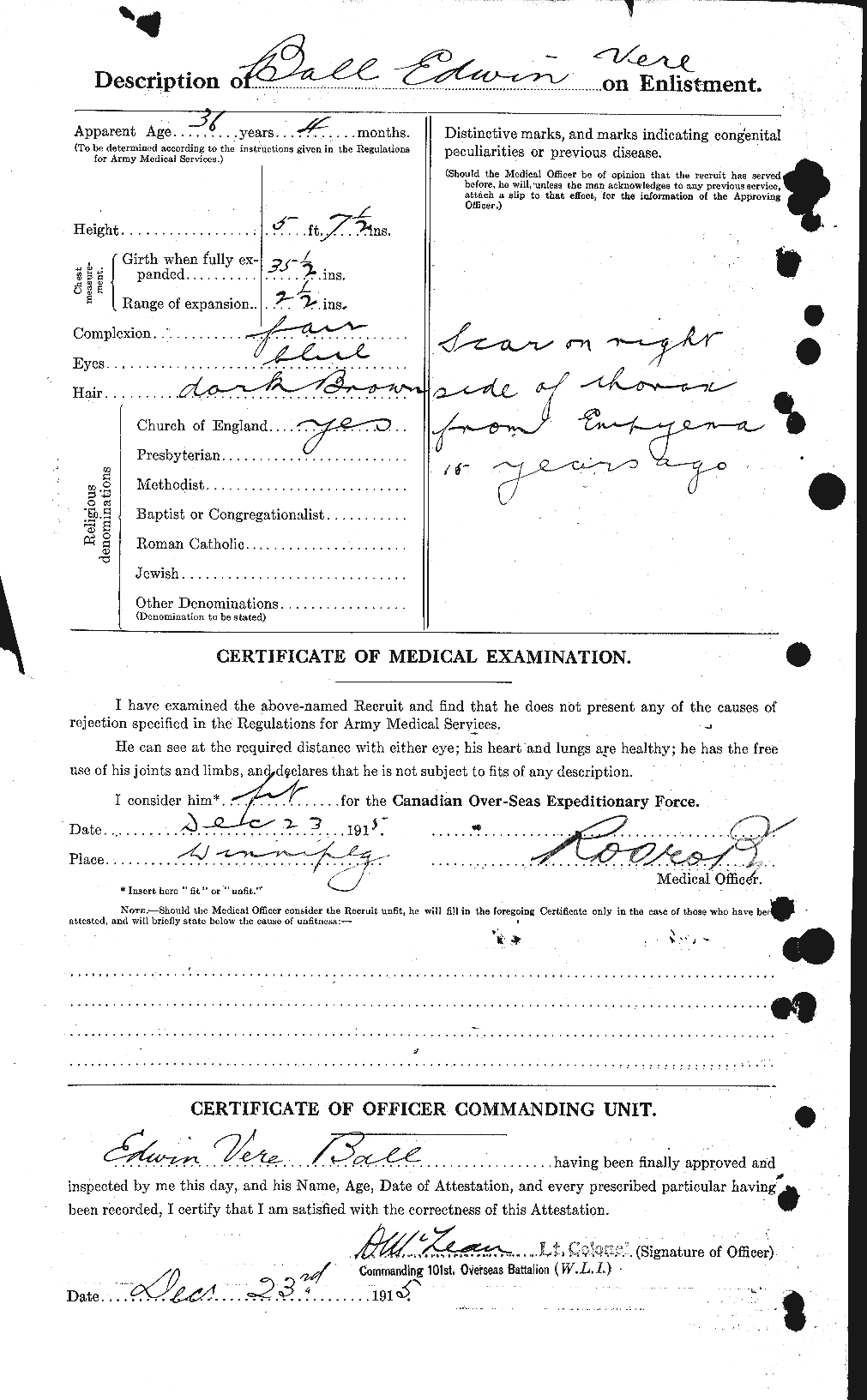 Dossiers du Personnel de la Première Guerre mondiale - CEC 225823b