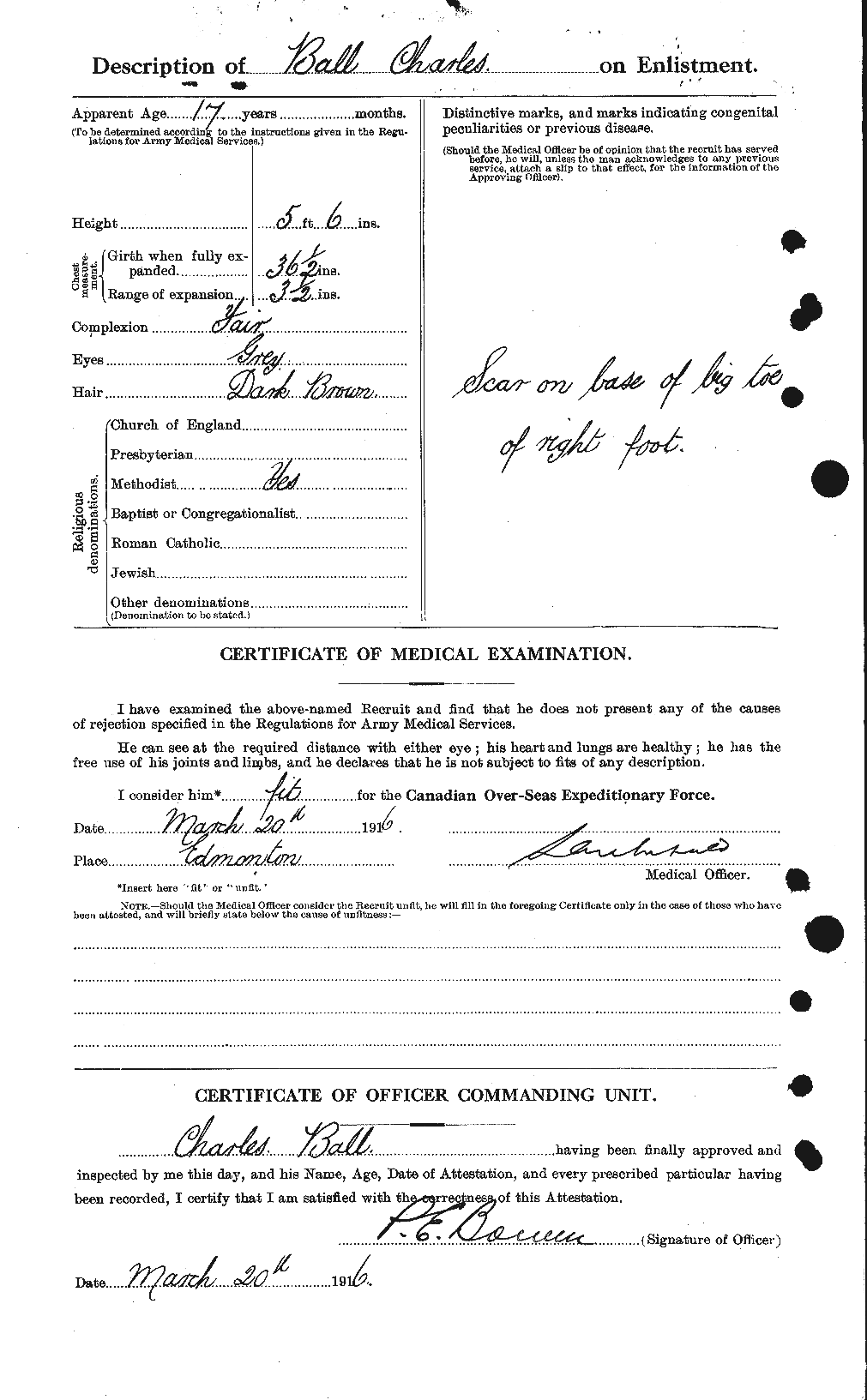 Dossiers du Personnel de la Première Guerre mondiale - CEC 225863b