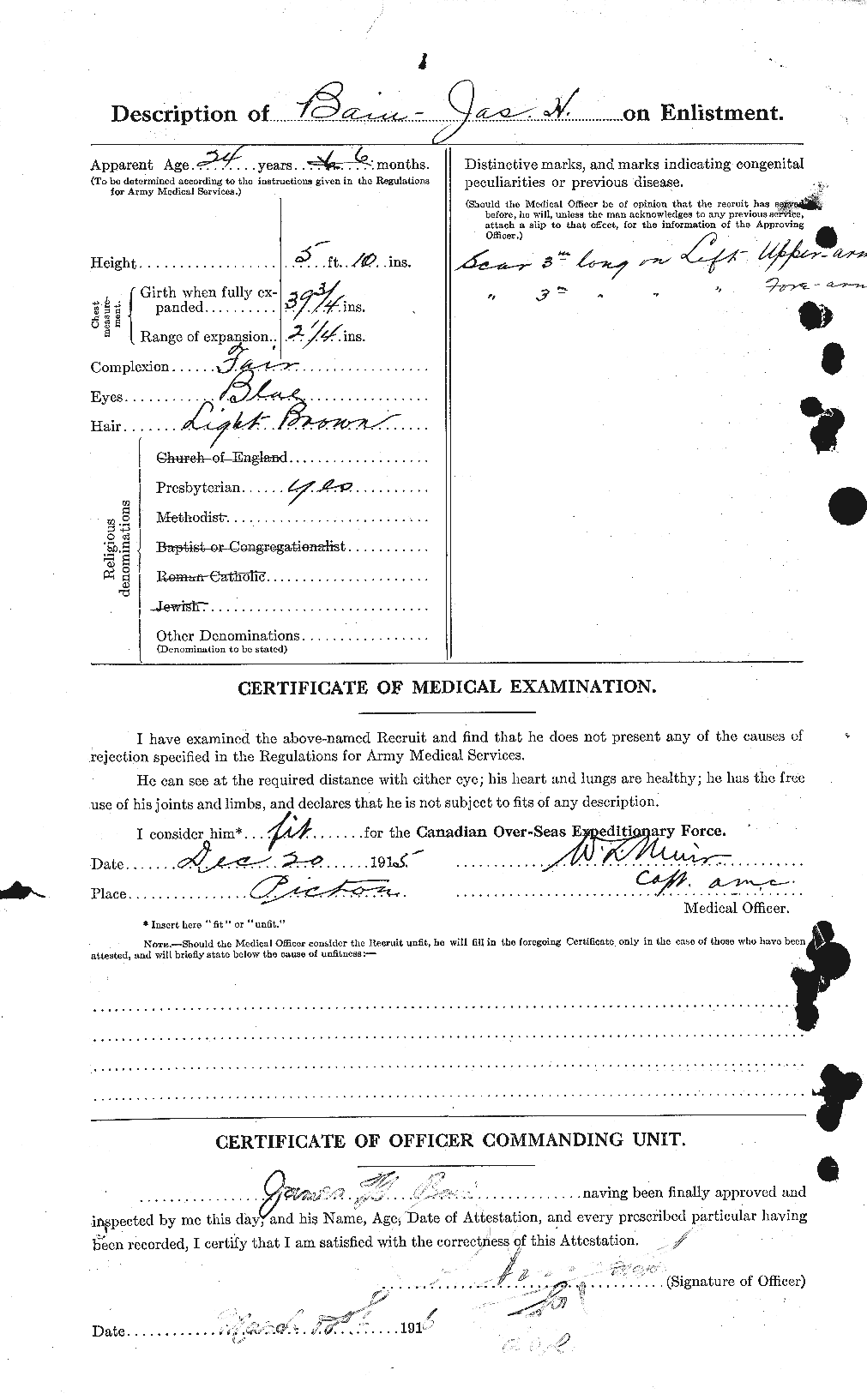 Dossiers du Personnel de la Première Guerre mondiale - CEC 226100b